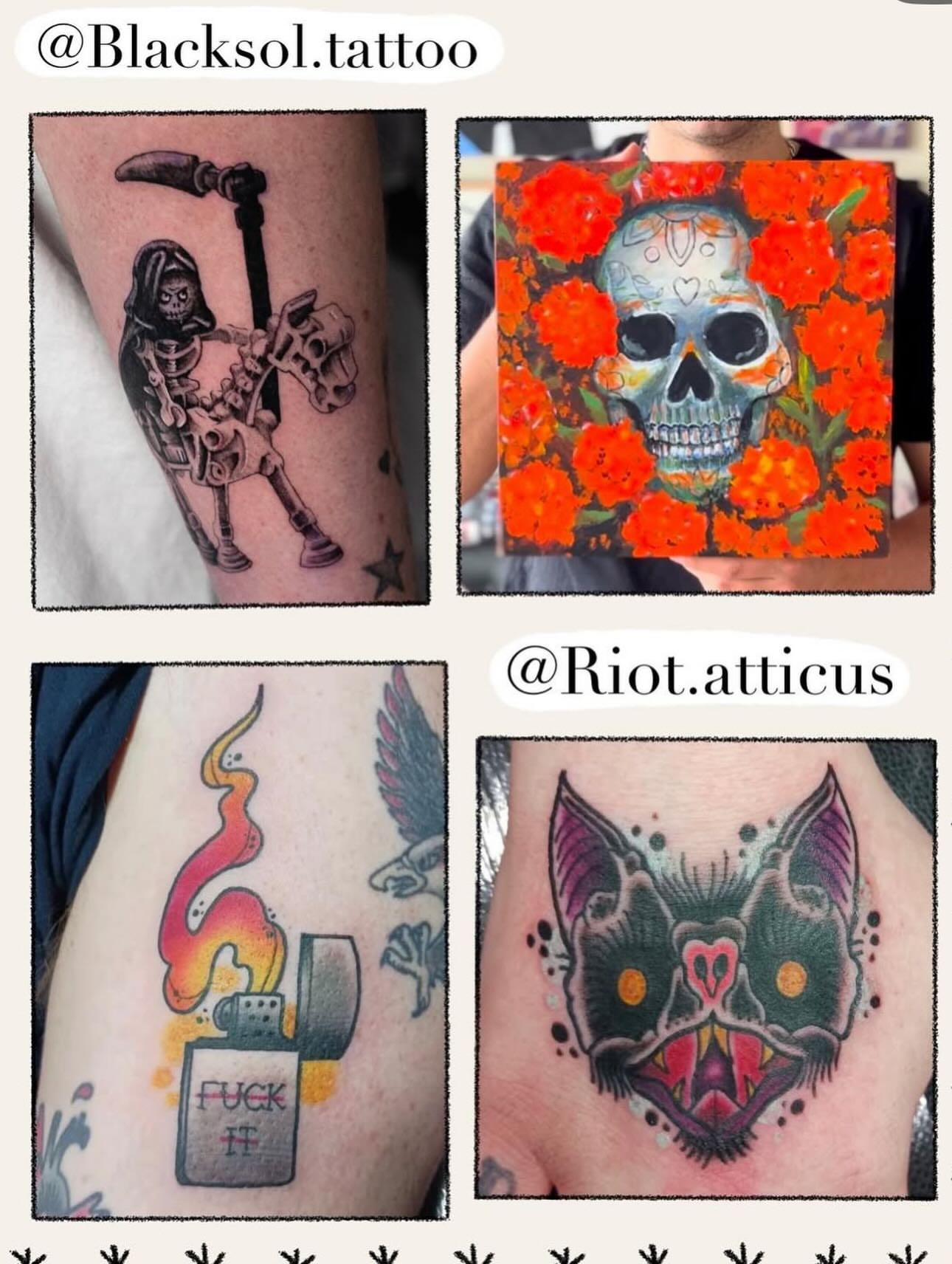 Skeleton with scythe American traditional tattoo on the forearm by Zoe Arrigo