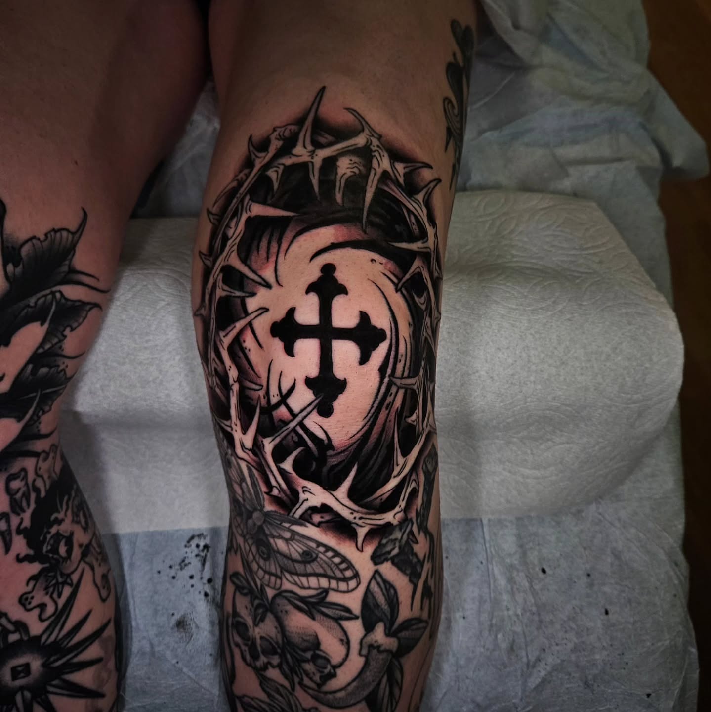 Tattoo by @deeenster — black_and_grey