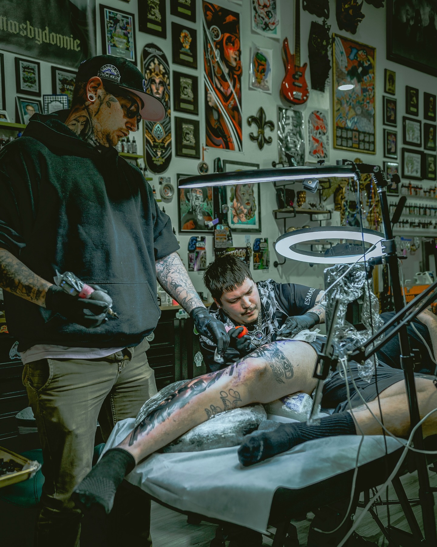 Shark American traditional tattoo on the thigh by Donald Reynolds