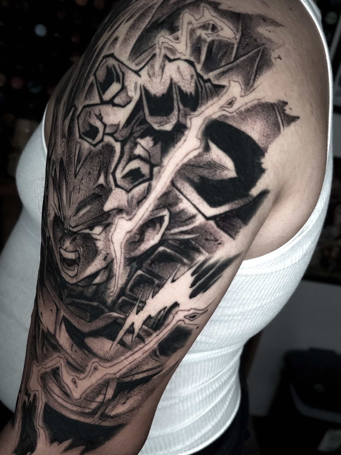 Dragon geometric tattoo on the forearm by Anime