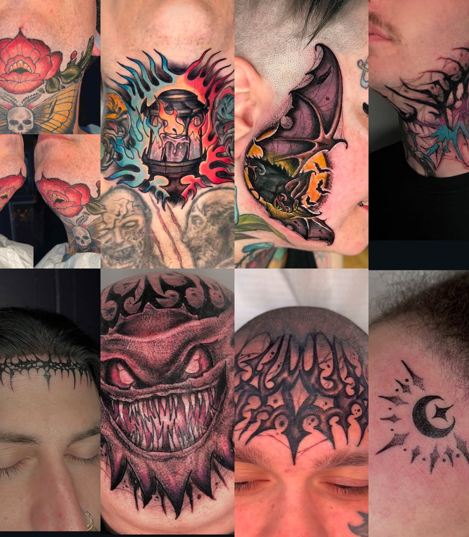 Monster head dark realism tattoo on the neck by Brandon Durbin