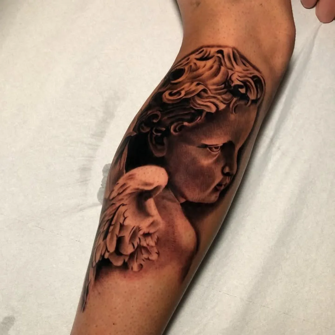 Cherub realism tattoo on the forearm by ink.alchemist