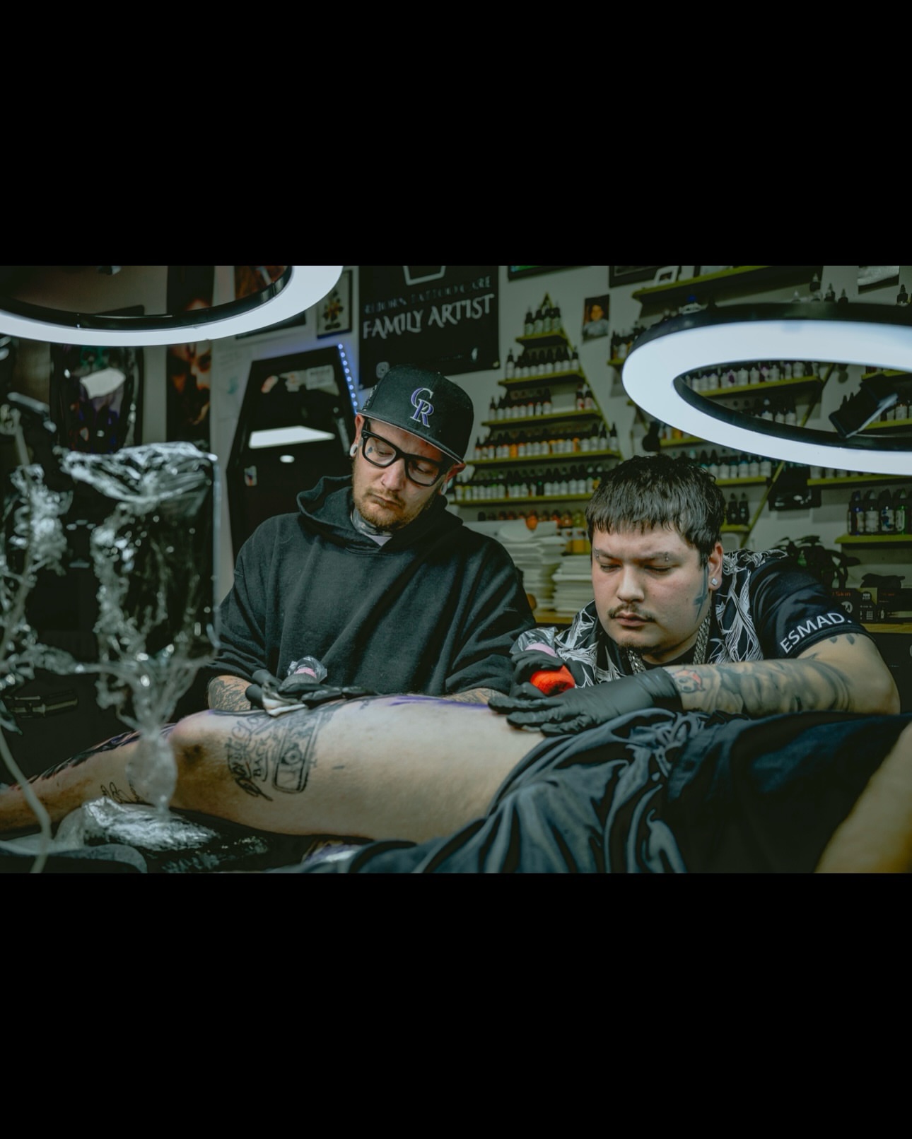 Leg tattoo black and grey tattoo on the leg by Donald Reynolds