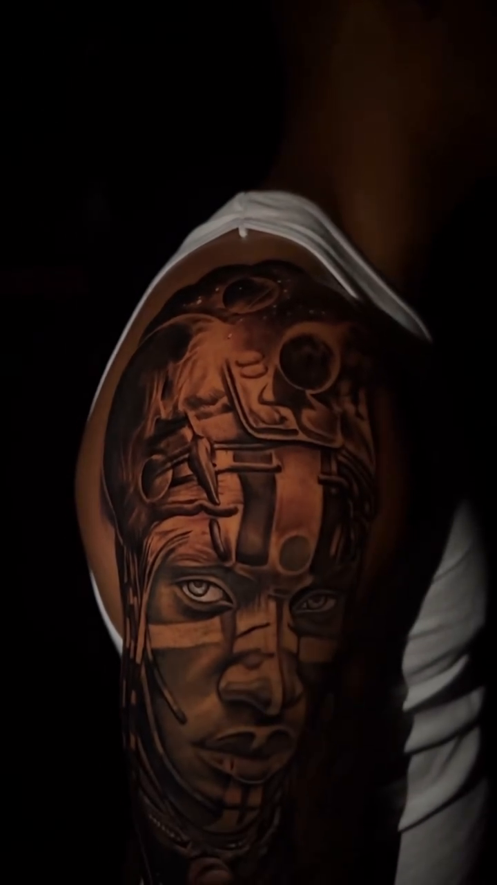Tattoo by @thetattoosaint — realism, black_and_grey
