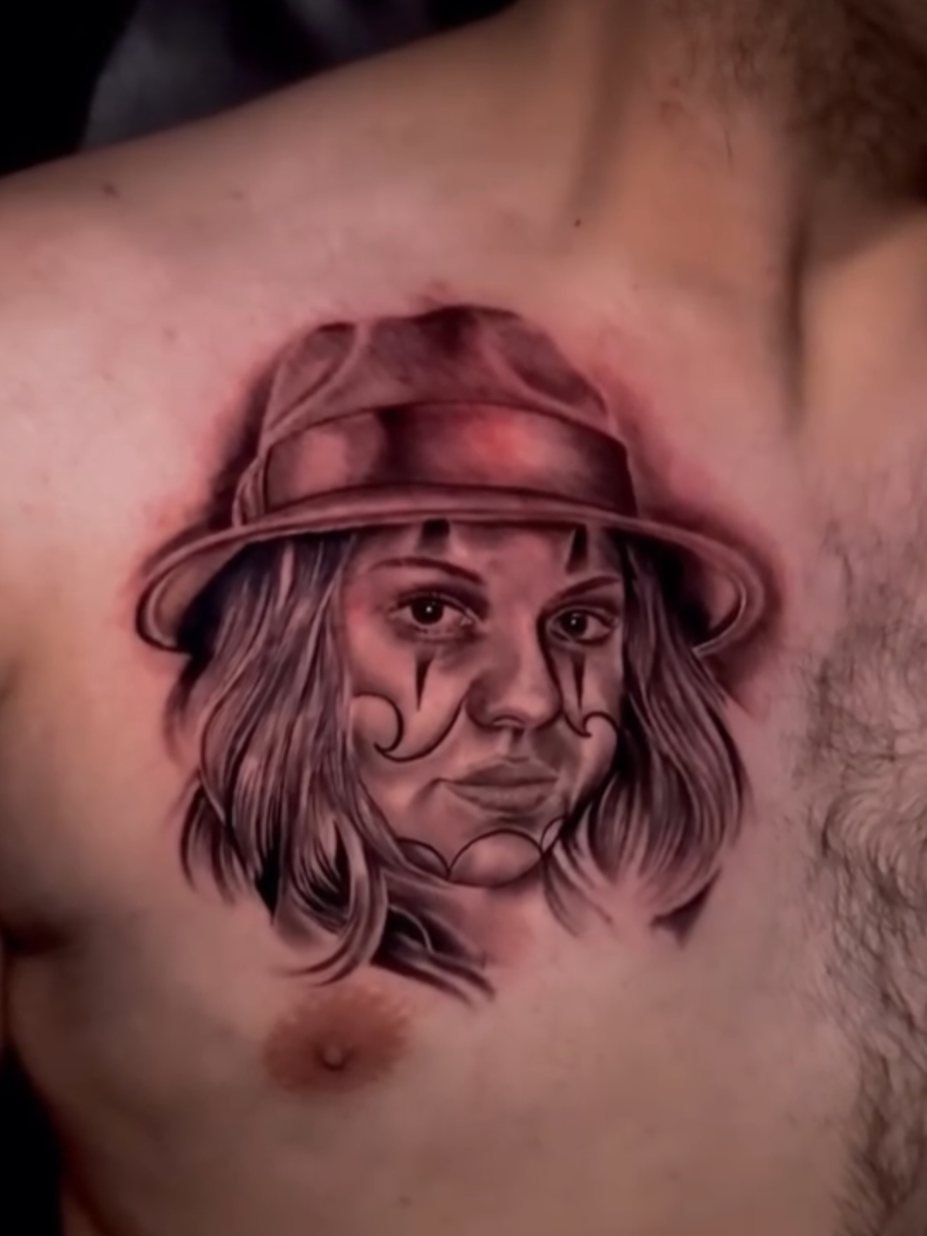 Portrait of a woman realism tattoo on the chest by Erick @ AZTEC_TATT