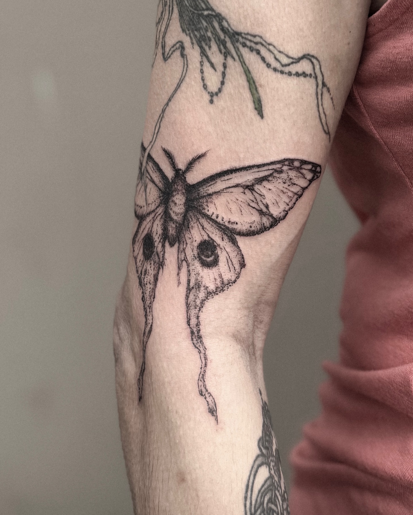 Moth black and grey tattoo on the forearm by ąʑཞąıą ཞąıŋ