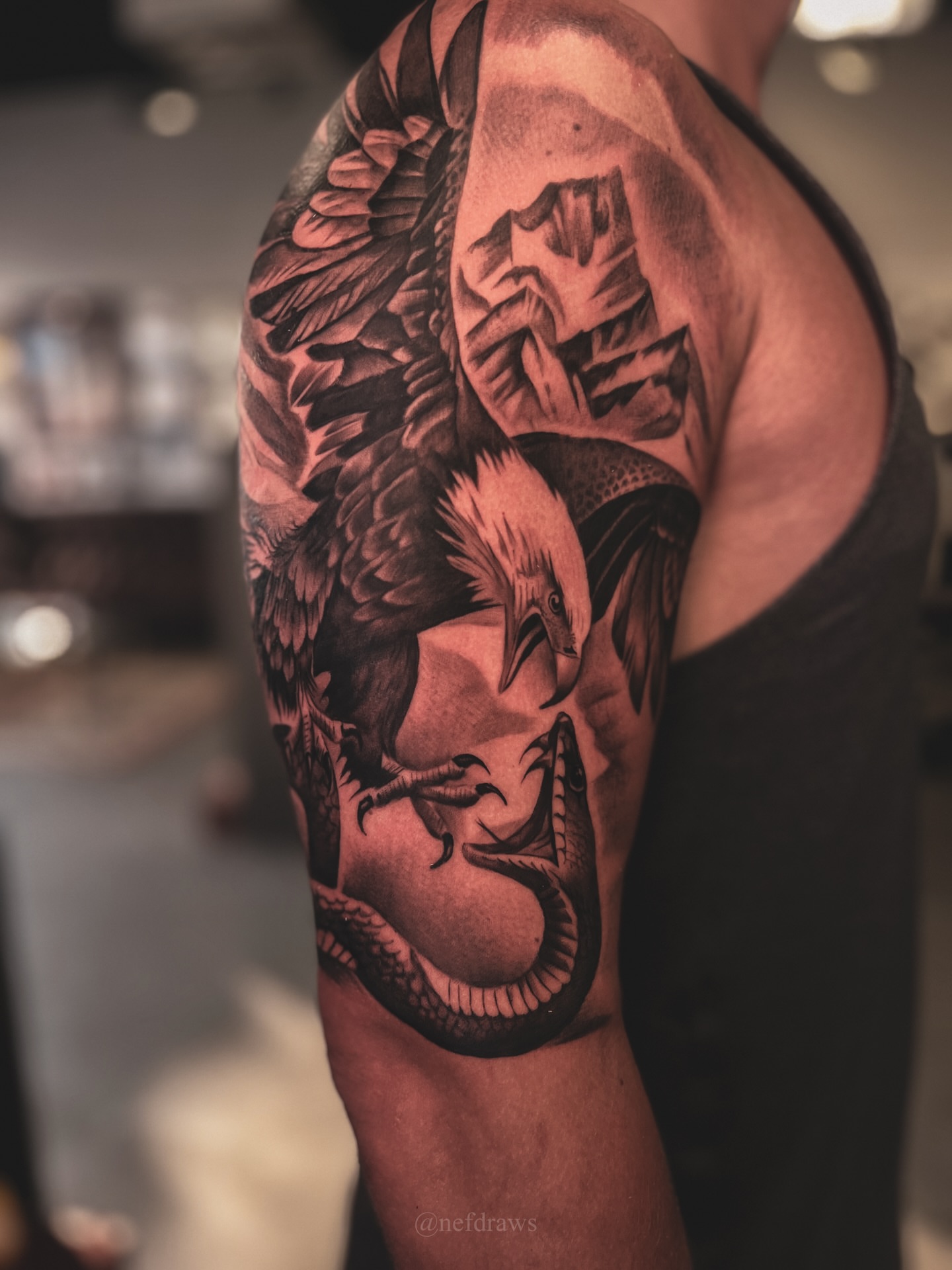 Tattoo by @nefdraws — black_and_grey, realism