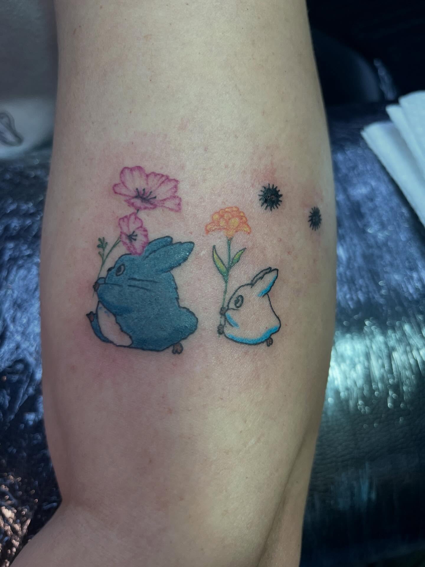 Tattoo by @mischiefinkparlor18 — dotwork, anime