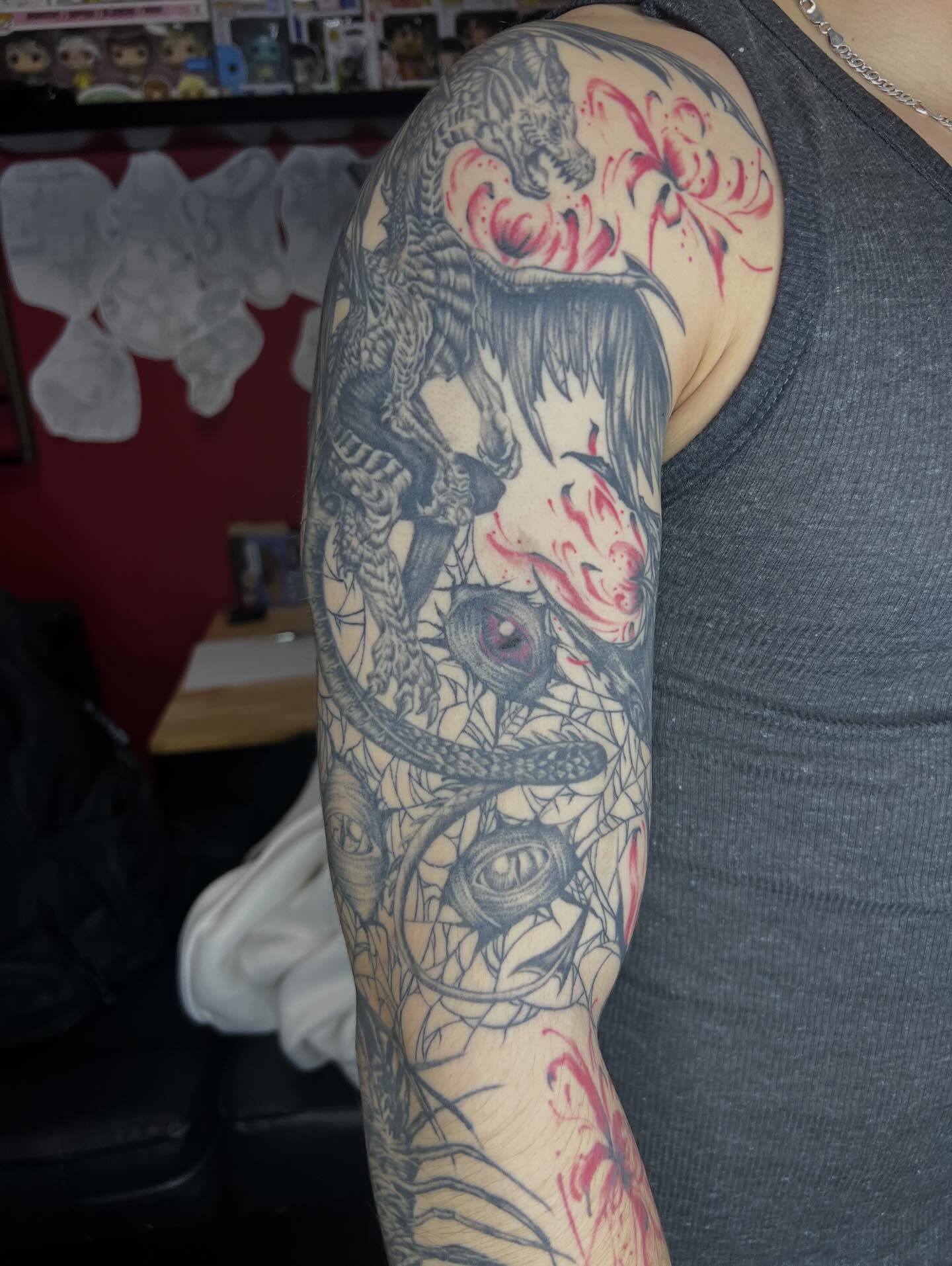 Tattoo by @darklunatattoos — black_and_grey, realism