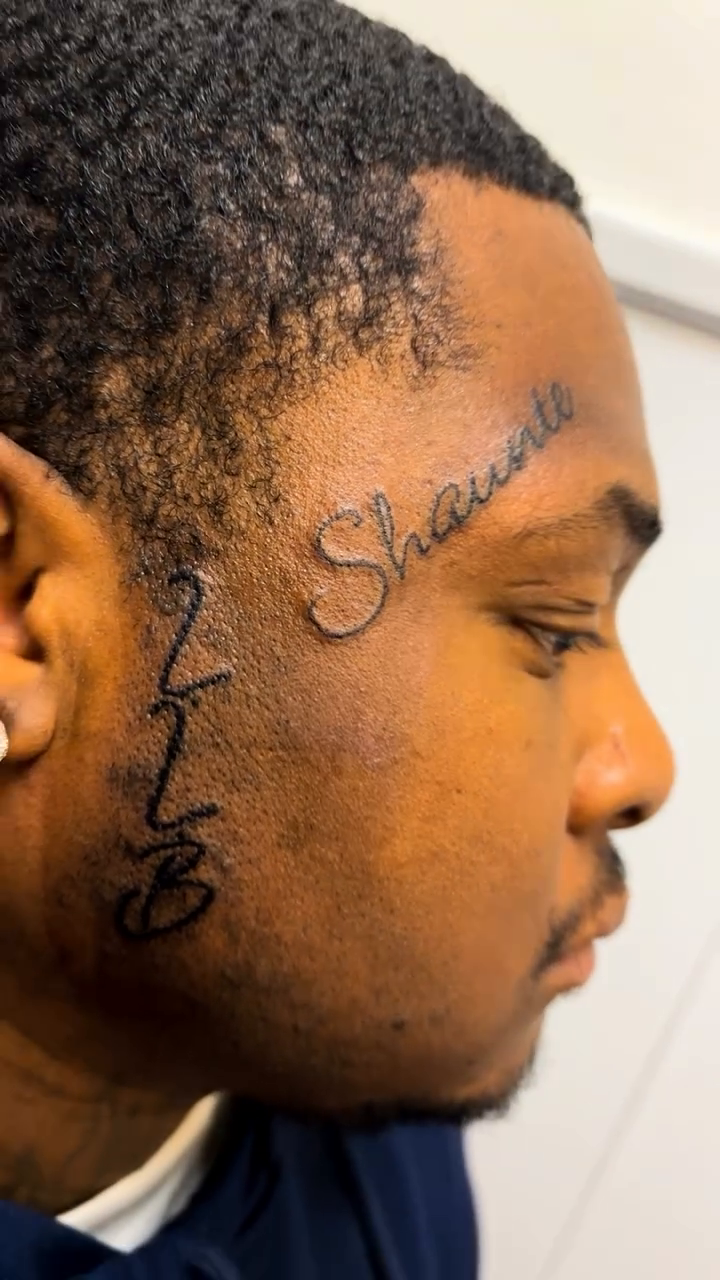 Shaunie 2LB lettering script tattoo by Syneca Wilson, Acton, Massachusetts