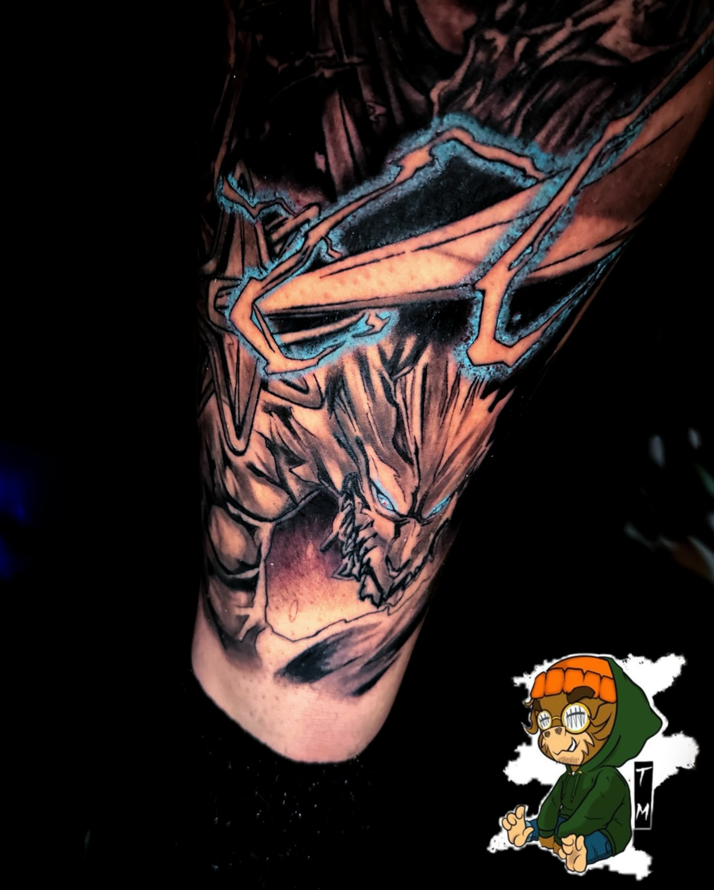 Demon dark realism tattoo on the forearm by Davone Joyner, Richmond, Virginia