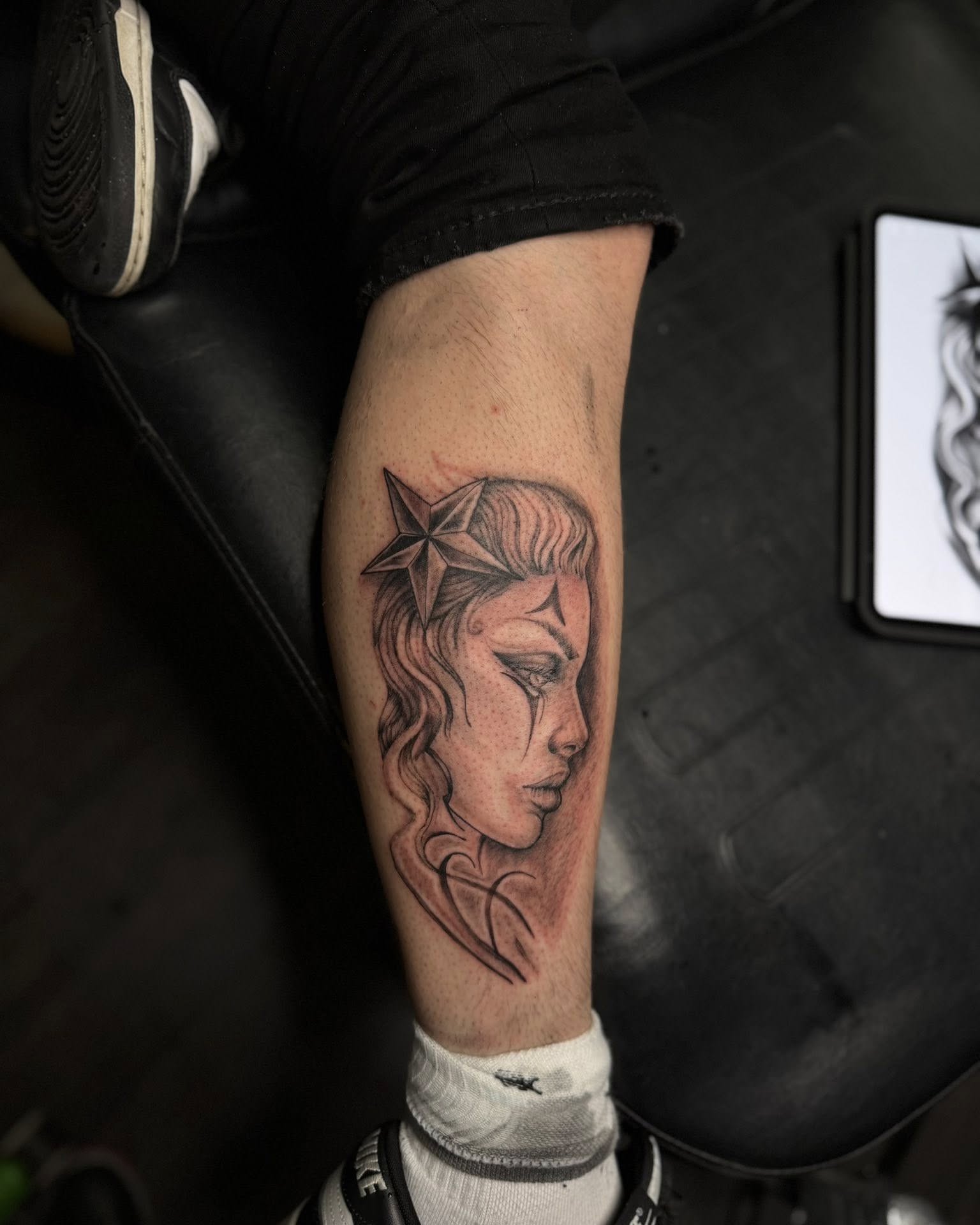 Tattoo by @kreidler_inks — black_and_grey, realism