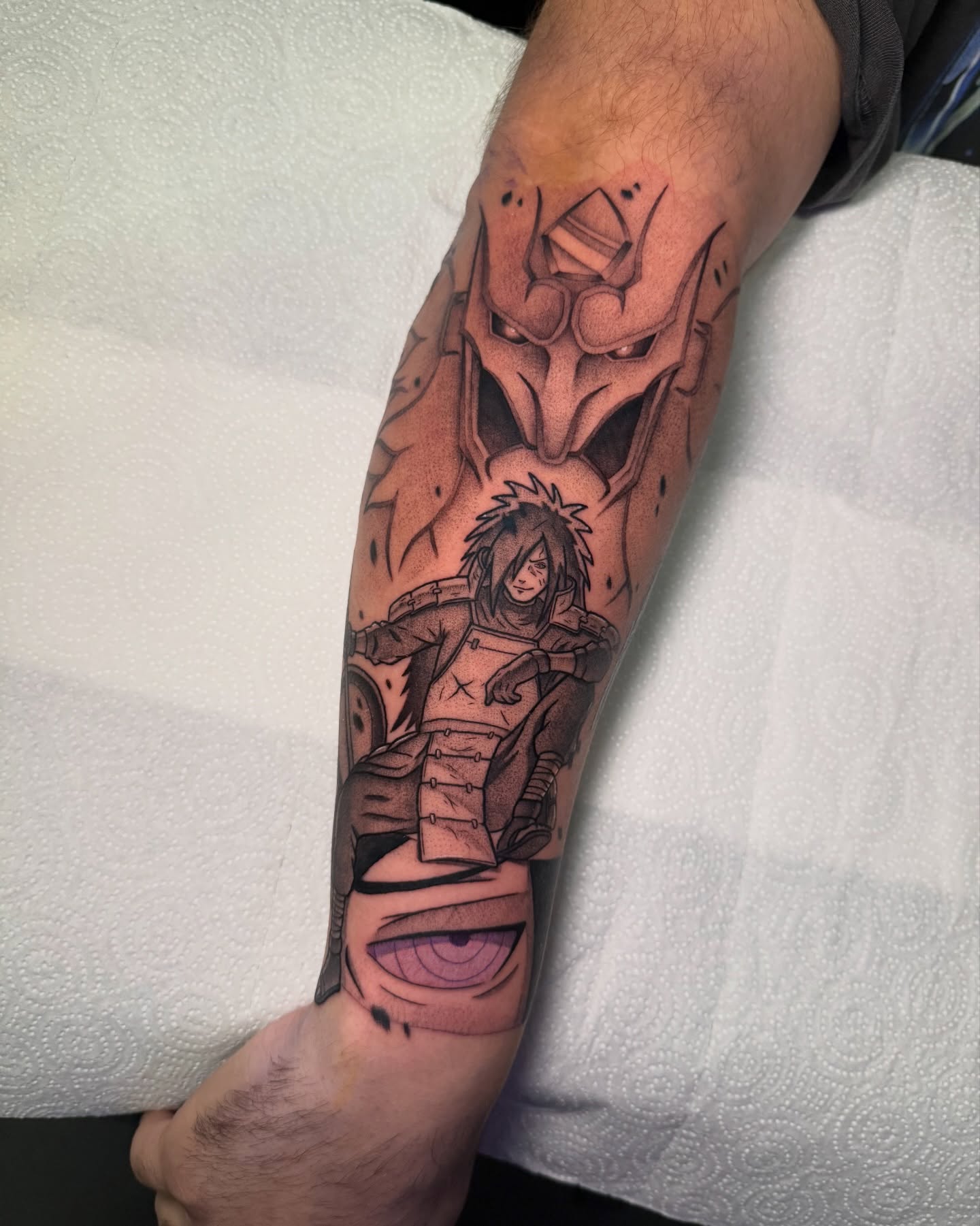 Tattoo by @create.inks — anime, dotwork