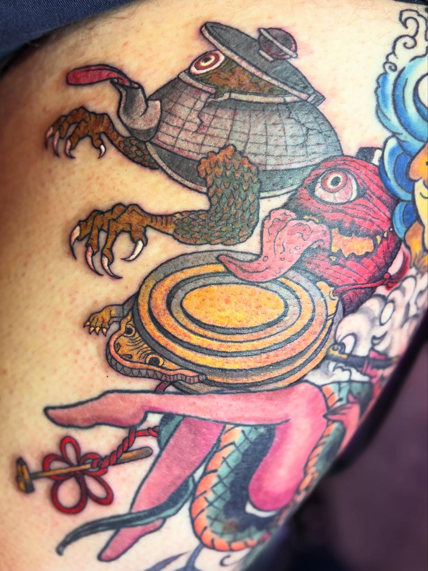Tattoo by @neekostentaculz — american_traditional, dotwork