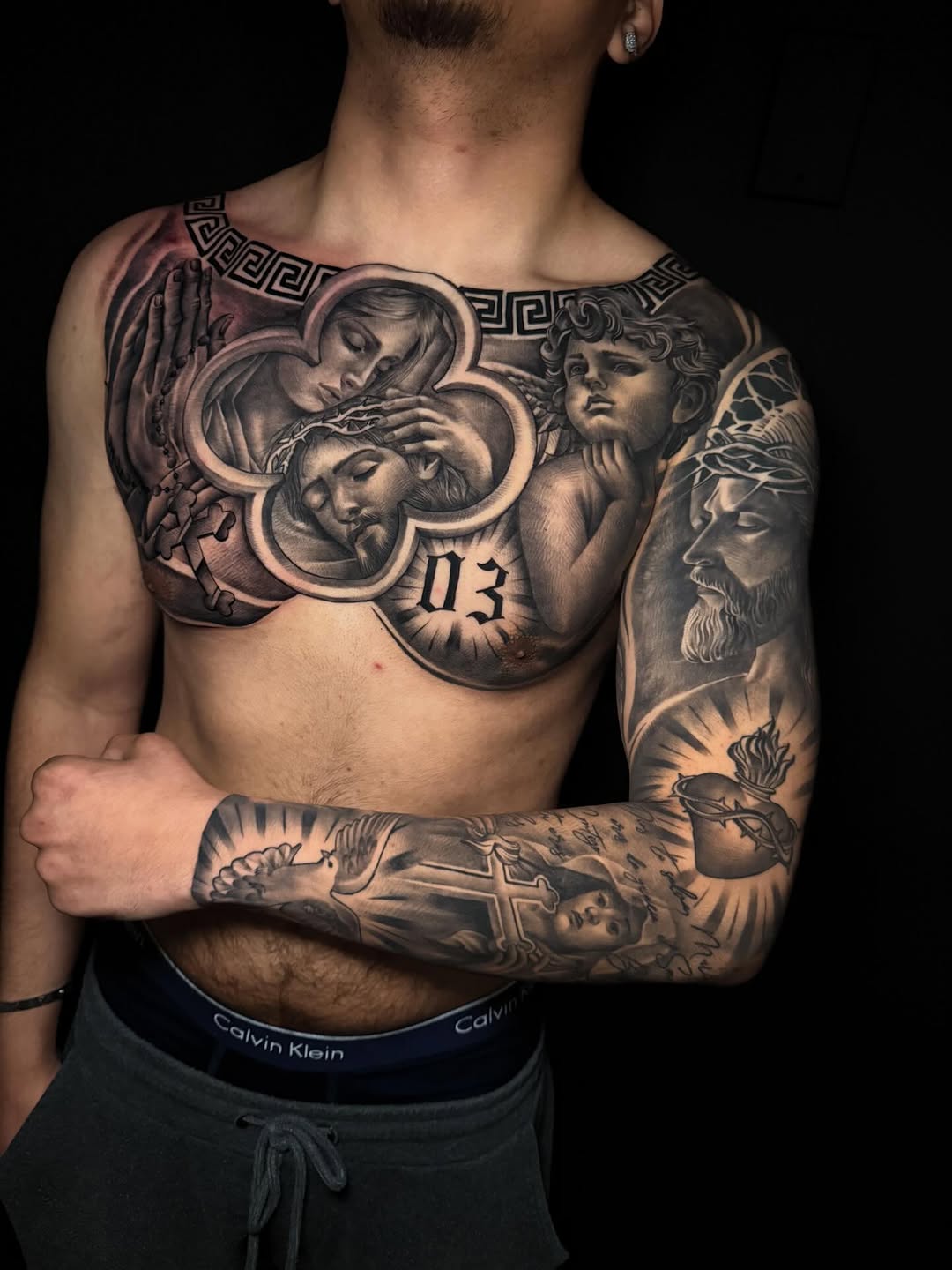 Realism tattoo on the chest by George Maldonado Austin, Austin, Texas