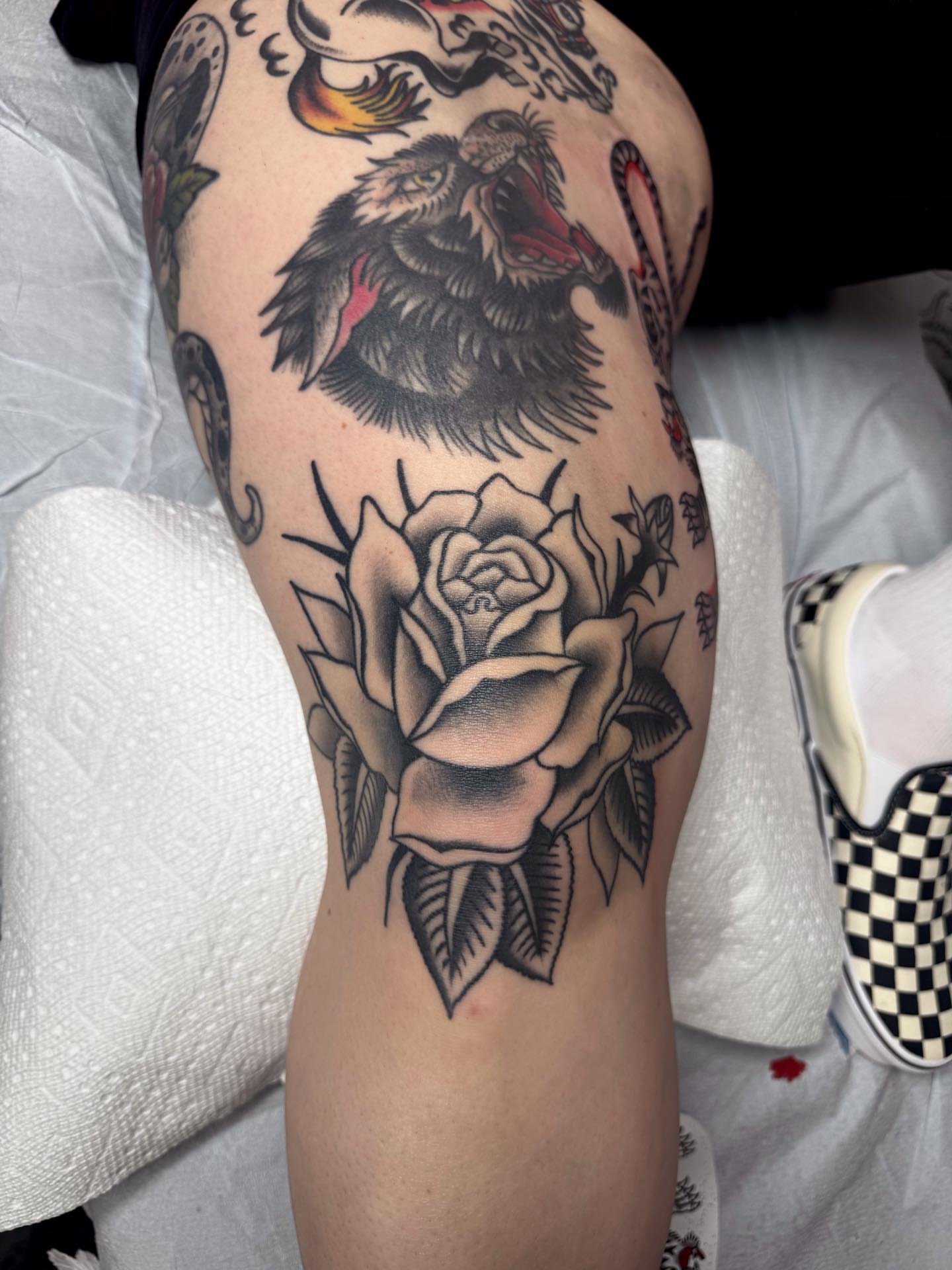 Tattoo by @kurtischappell — american_traditional, black_and_grey