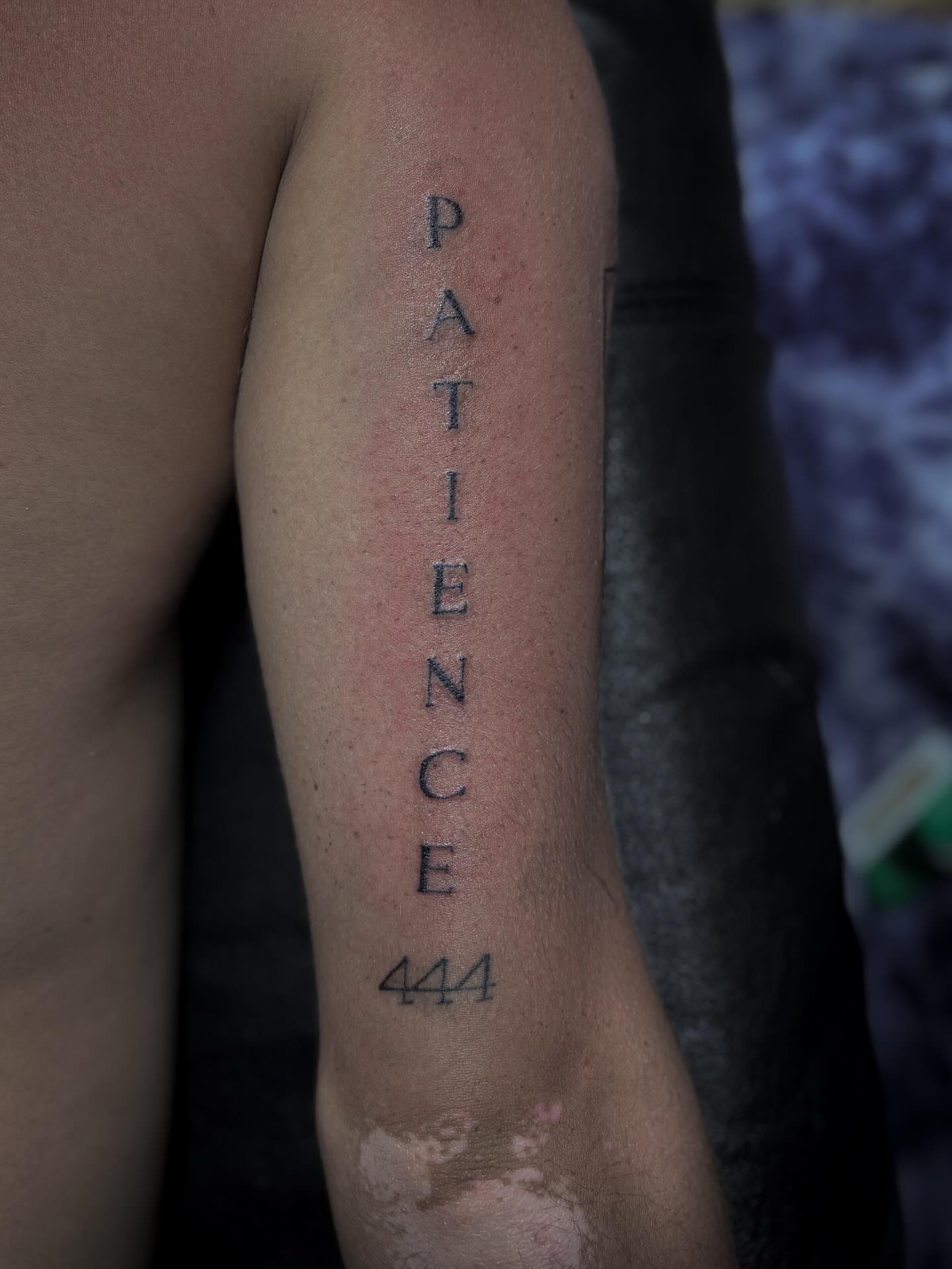 Patience lettering script tattoo on the forearm by ☆ ciara ☆