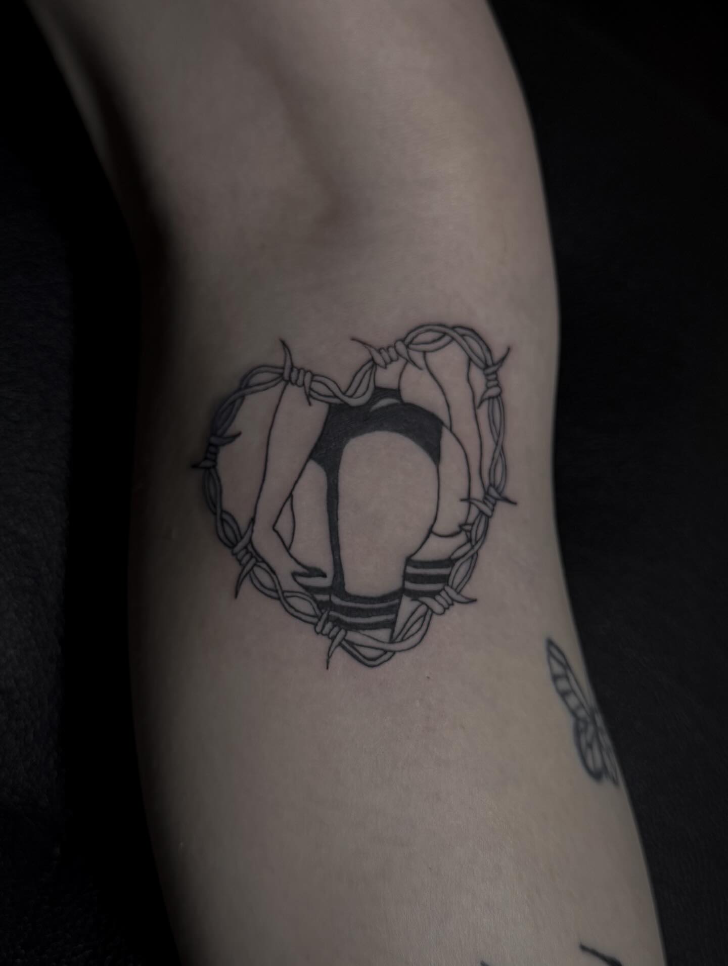 Barbed wire and life preserver black and grey tattoo on the forearm by ☆ ciara ☆