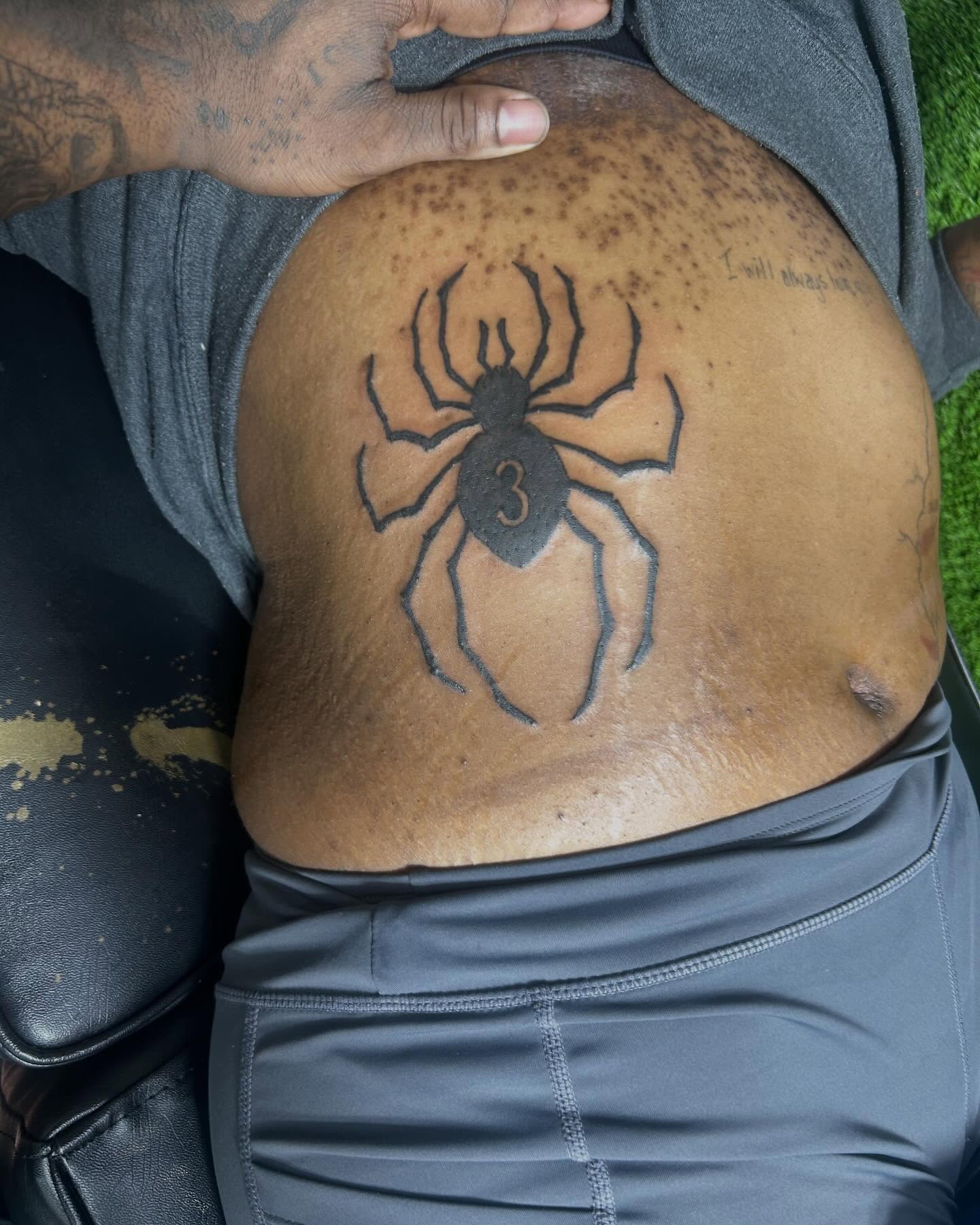 Spider geometric tattoo on the torso by Jae the artist🫡