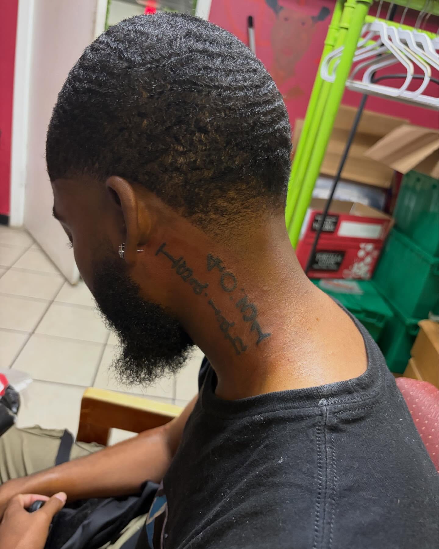Script lettering lettering script tattoo on the neck by Jae the artist🫡