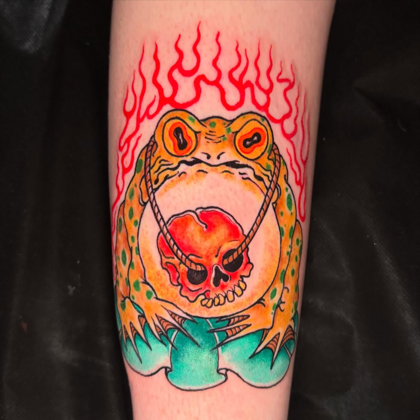 Tattoo by @ryaneugene1 — american_traditional, trash_polka