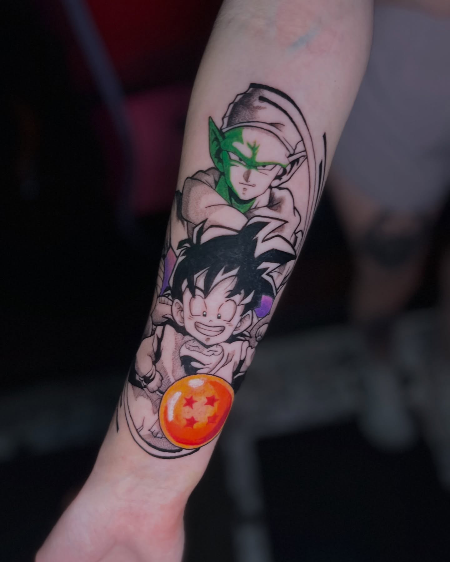 Dragon Ball characters anime tattoo on the forearm by Colton🎨
