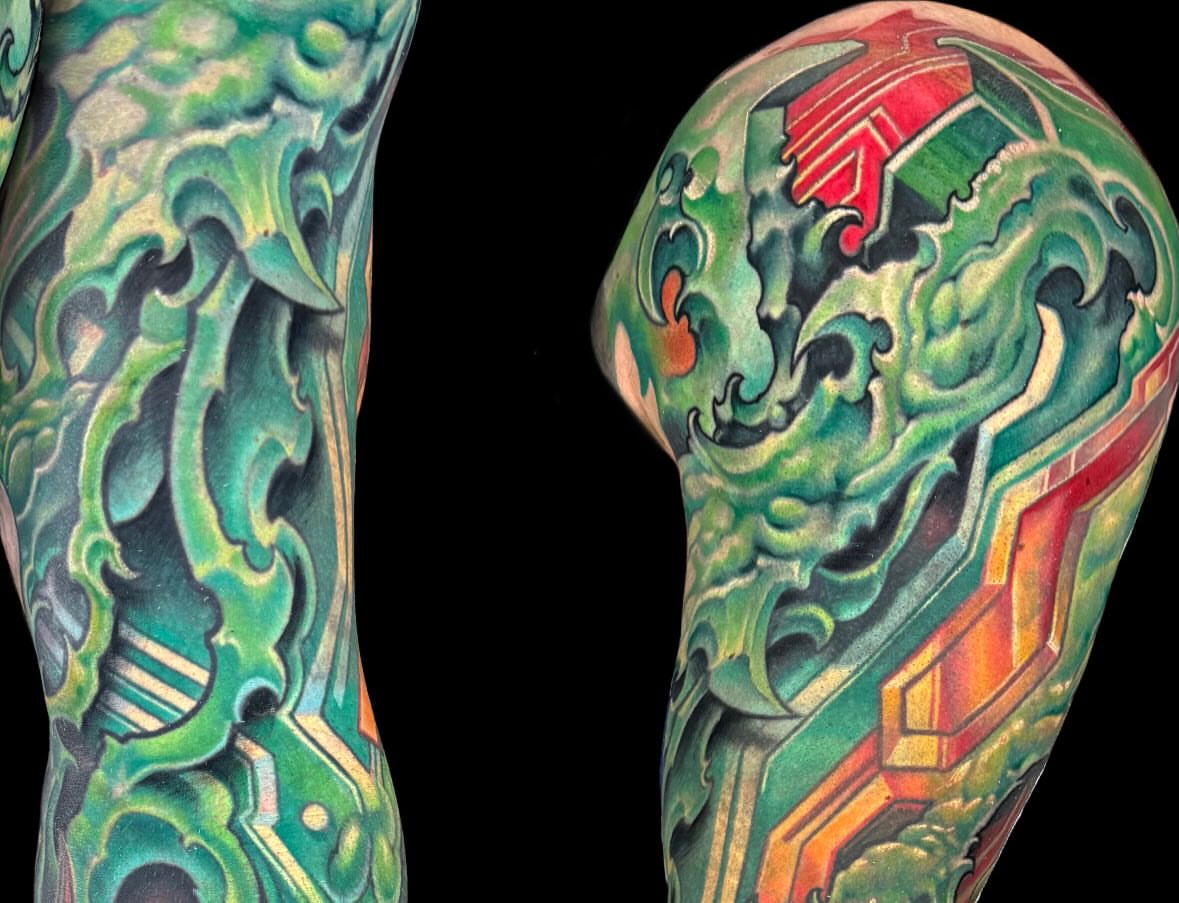 Tattoo by @burningxhope — japanese_irezumi, geometric