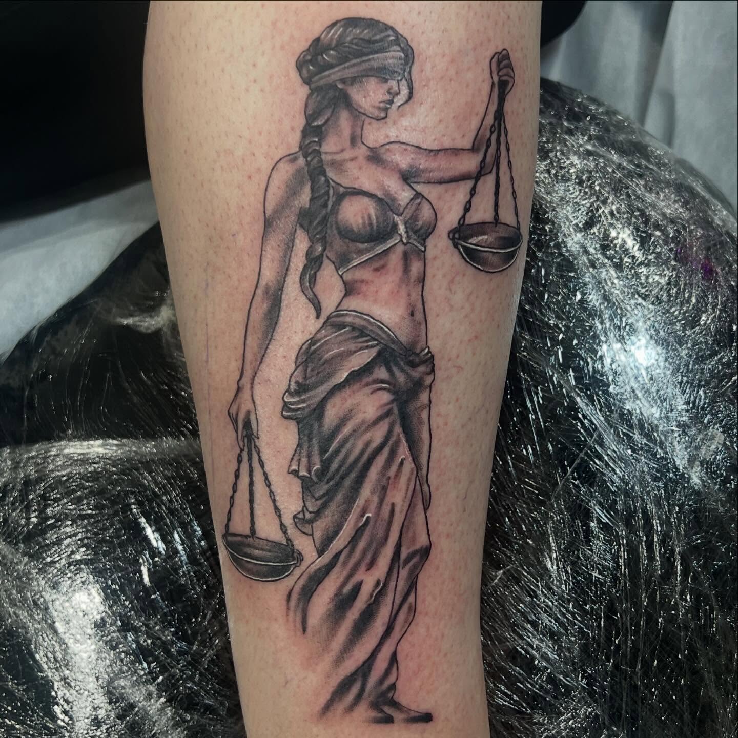Tattoo by @neotrashace — black_and_grey, realism