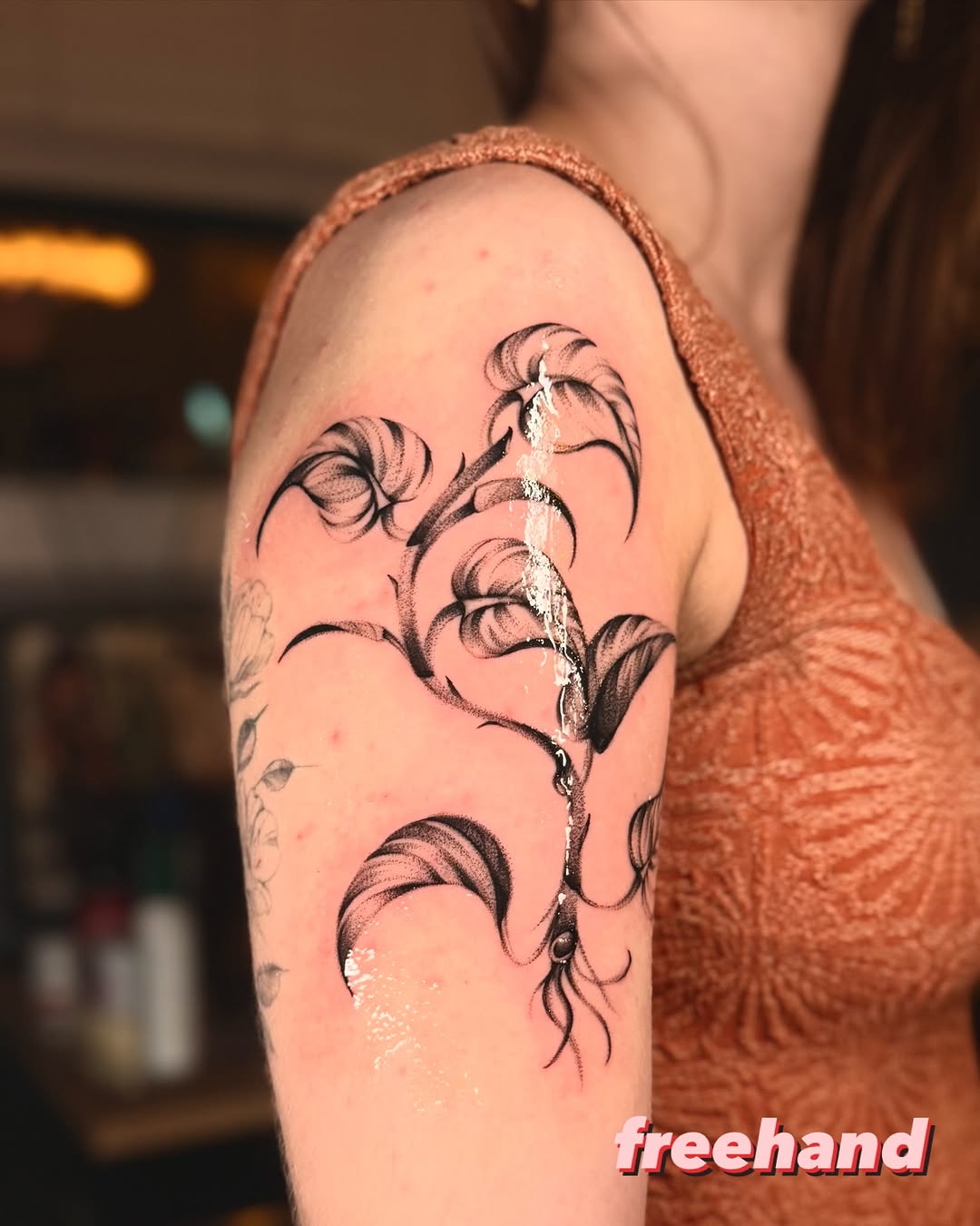 Tattoo by @slightlyorange — dotwork, black_and_grey