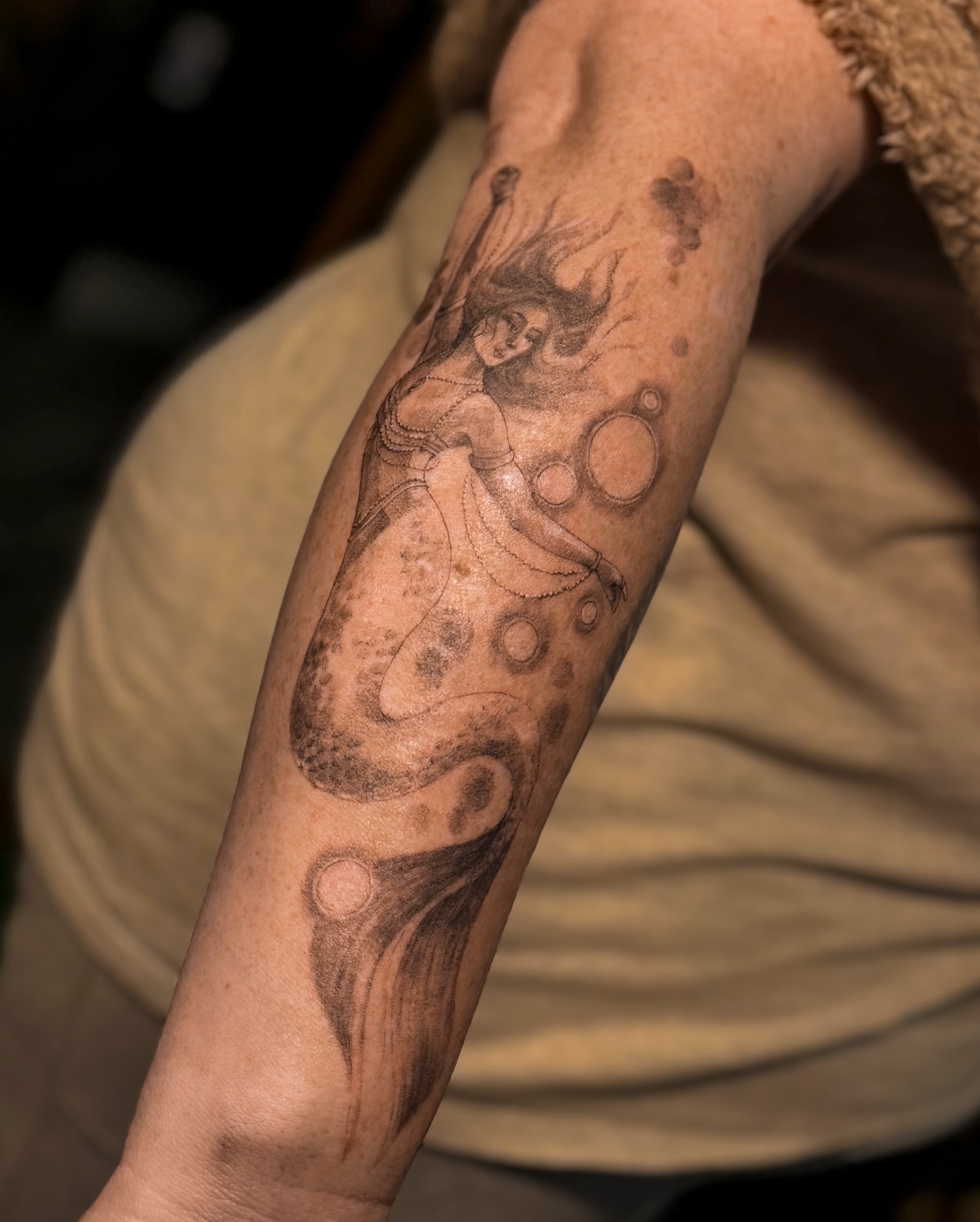 Tattoo by @mourning.tattoos — dotwork, anime