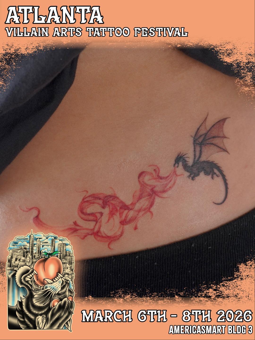Dragon and flame dotwork tattoo on the back by Sun Child Tattoo 🌻