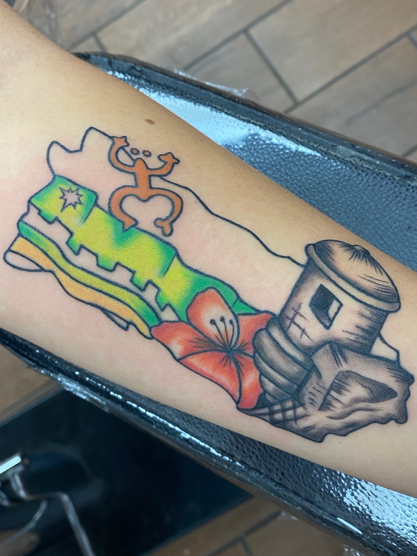 Lighthouse and banner American traditional tattoo on the forearm by 🌸Mandy Blossoms🌸The Cosplaying Tattoo Artist🌸