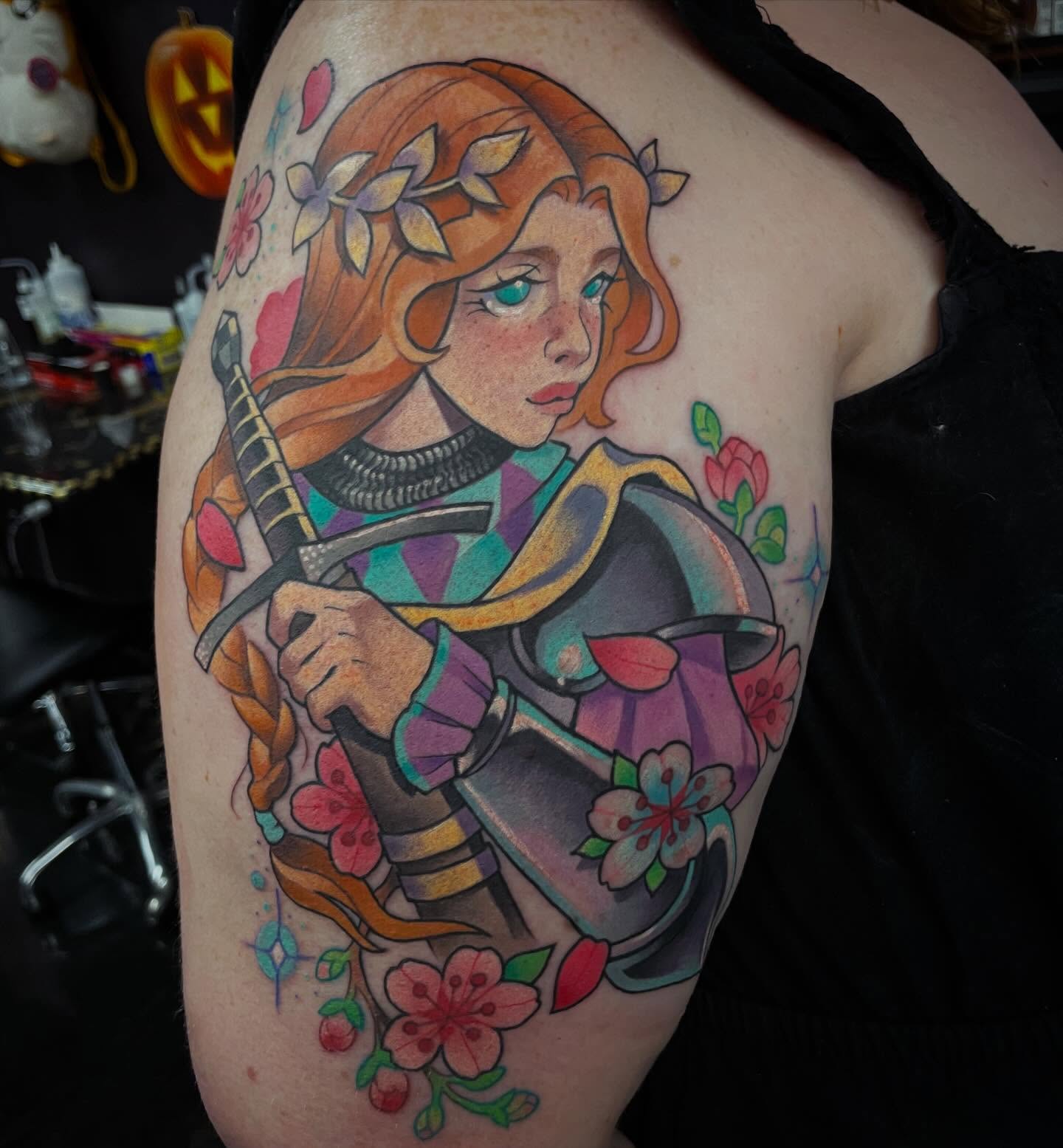 Warrior princess new school tattoo on the shoulder by ππΈππππ π΅ππππππ