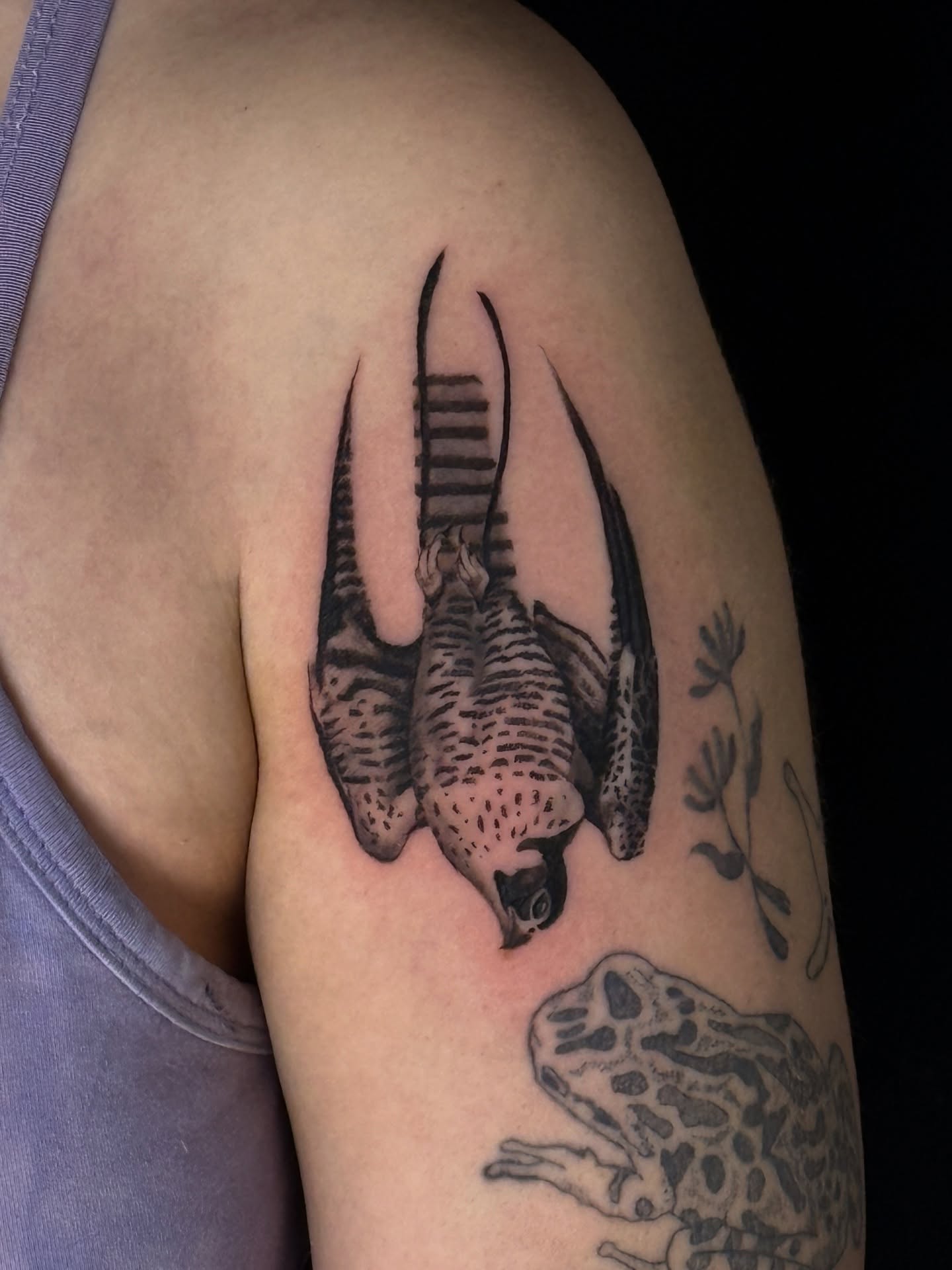 Pheasant realism tattoo on the thigh by 「 ✦ Sa-Na ✦ 」DMV TATTOO ARTIST