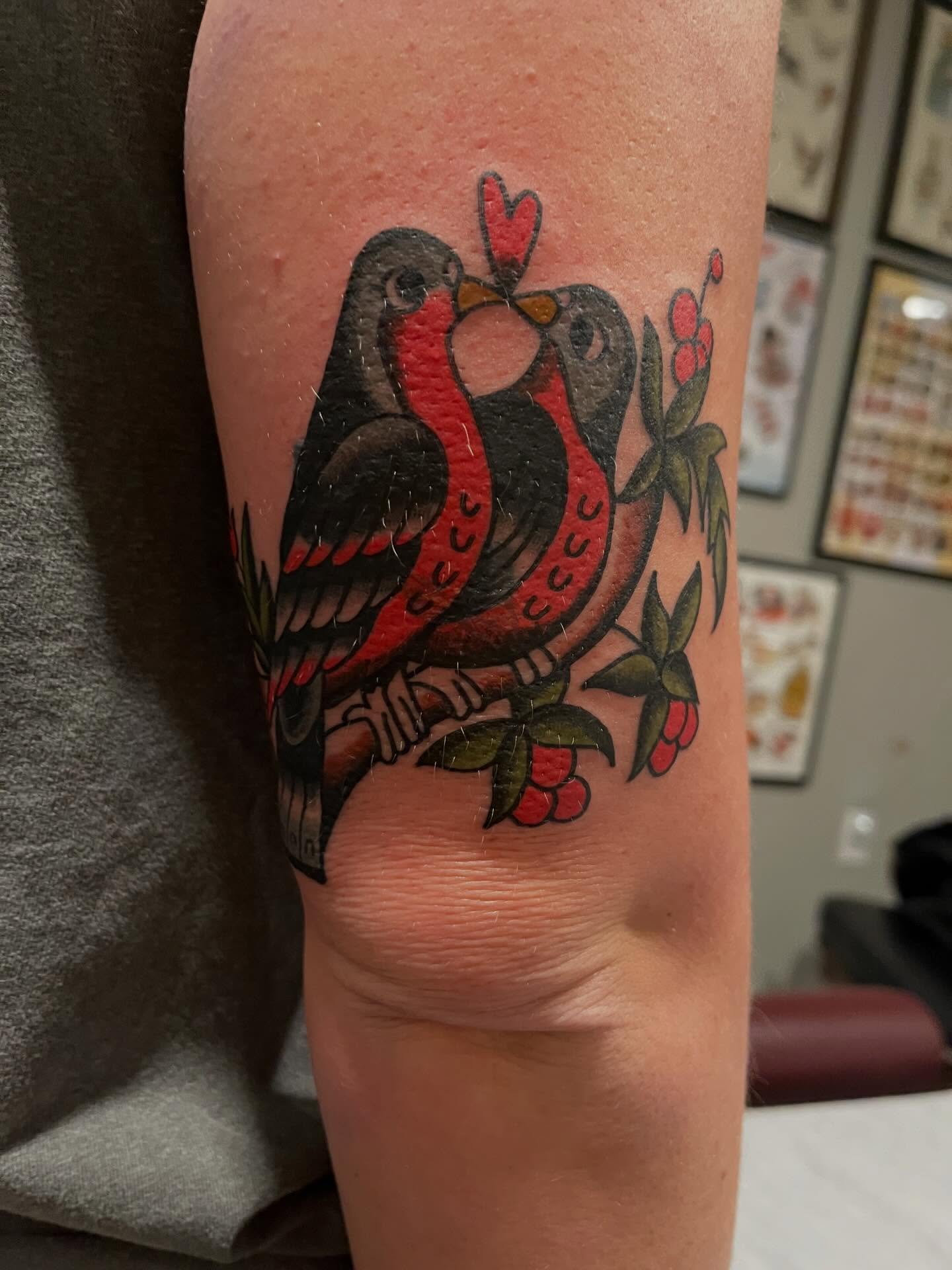 Birds American traditional tattoo on the forearm by P R O P H e T T R A V I S