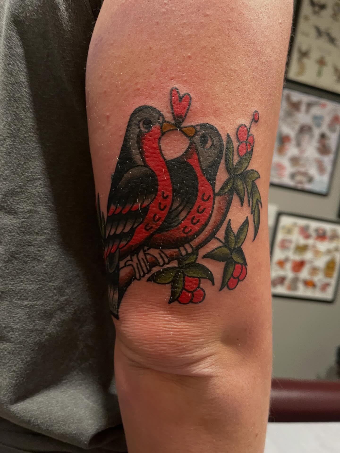 Birds American traditional tattoo on the forearm by P R O P H e T T R A V I S