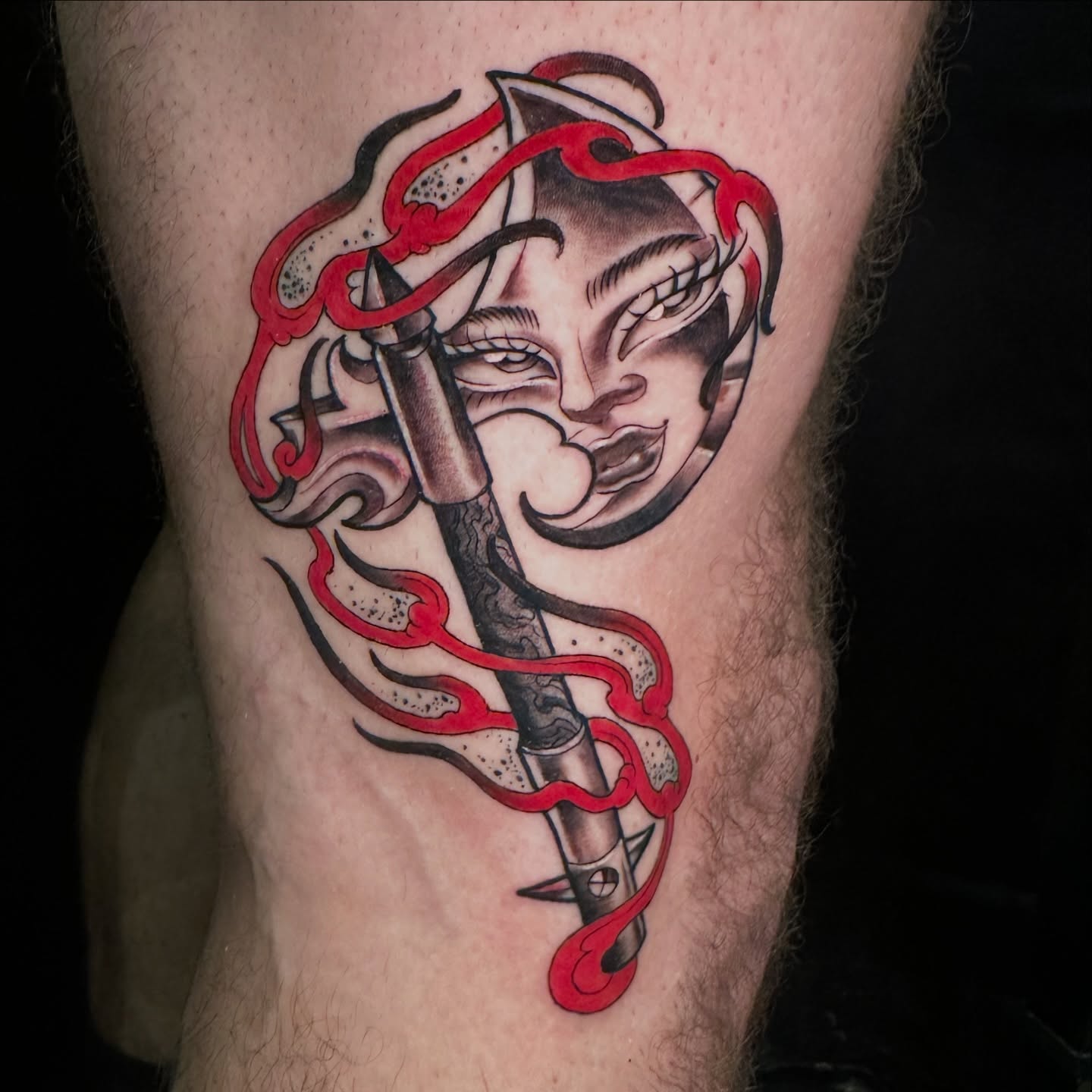 Tattoo by @callme.tvulture — american_traditional, dark_realism