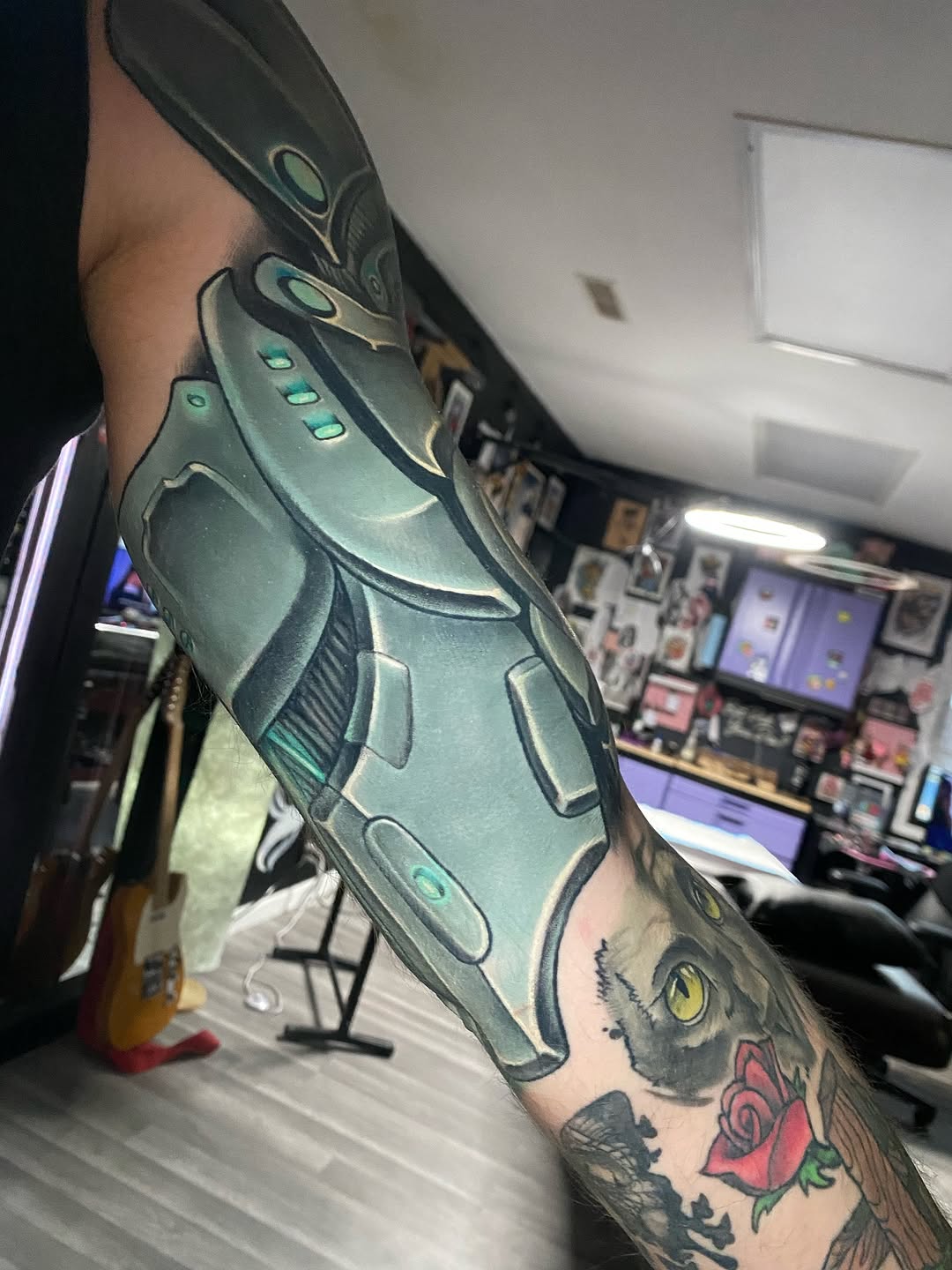 Biomechanical arm biomech tattoo on the forearm by Tattertot