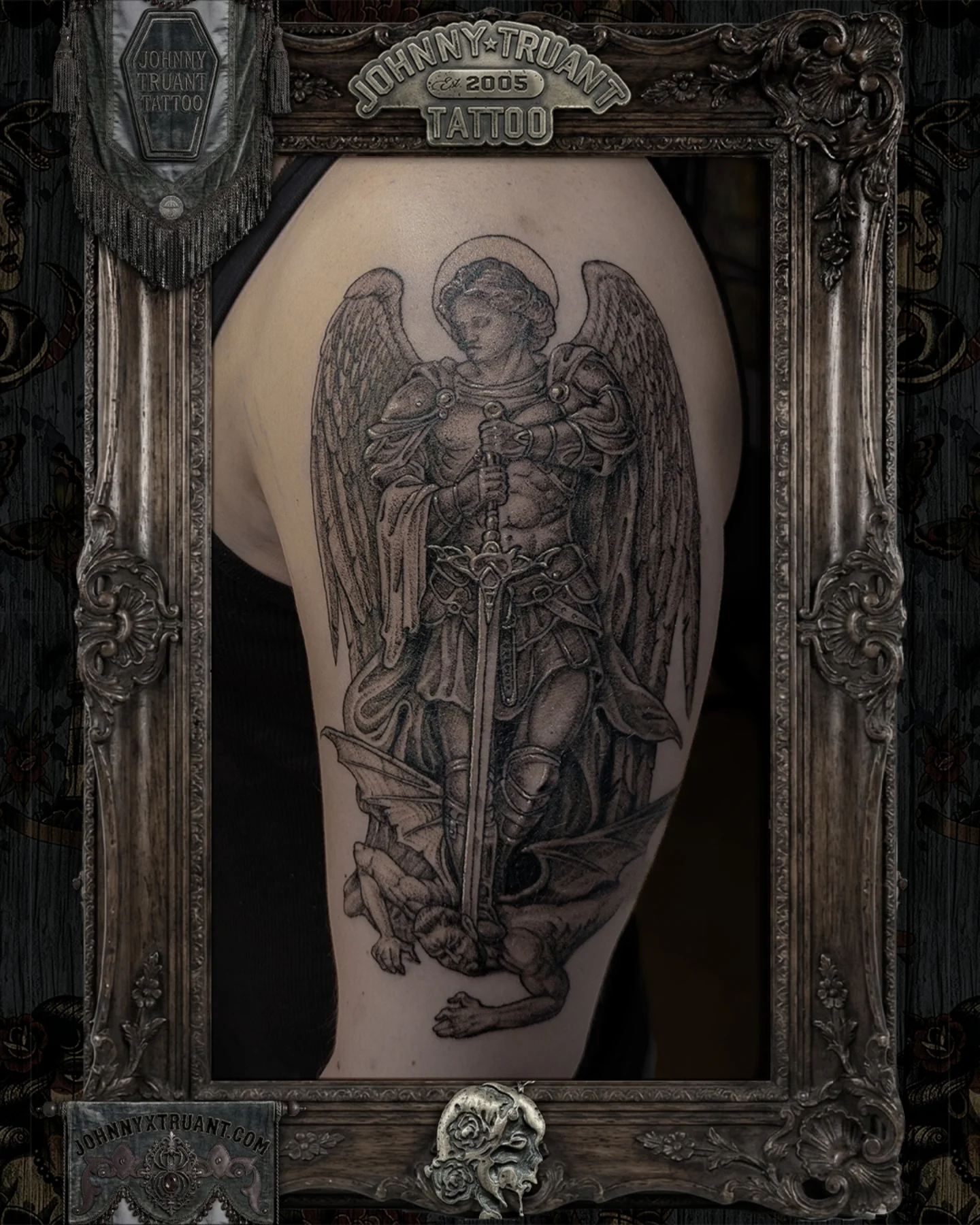 Tattoo by @johnnyxtruant — black_and_grey, realism