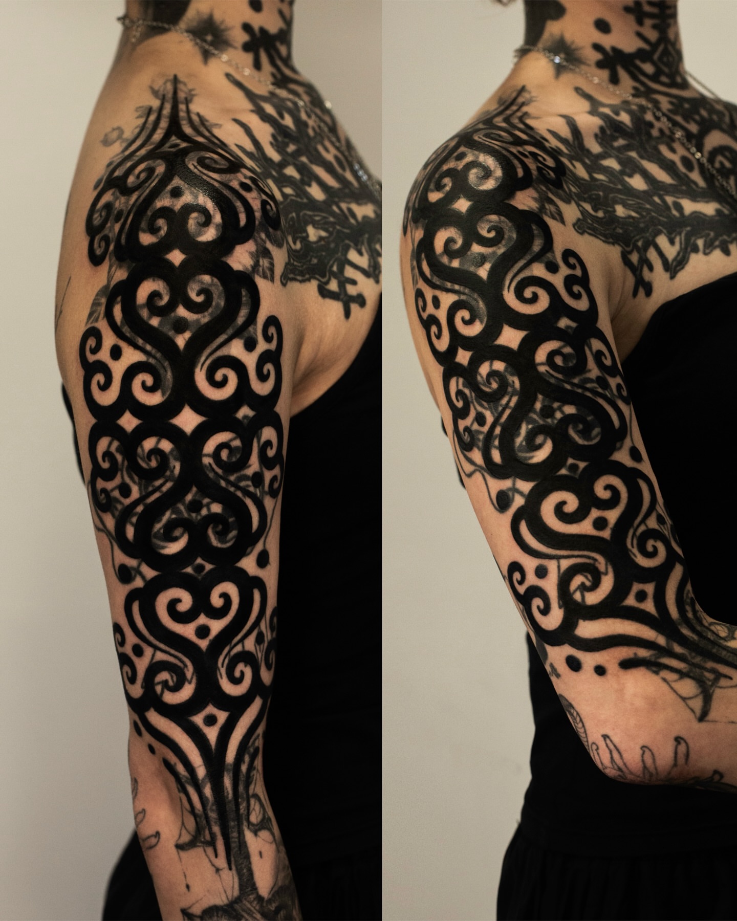 Tribal pattern tribal tattoo on the upper arm by Fisher Man