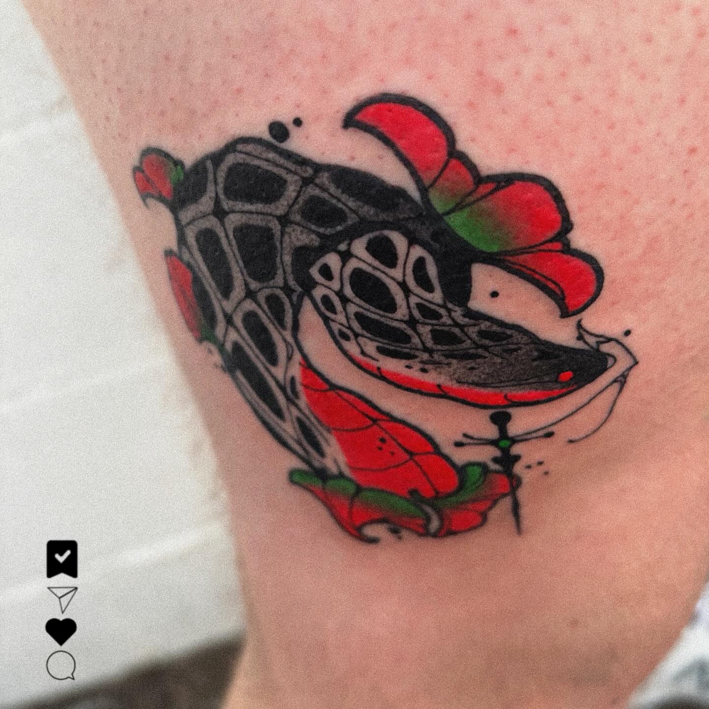 Turtle American traditional tattoo on the forearm by Ghost Ham Tattoos