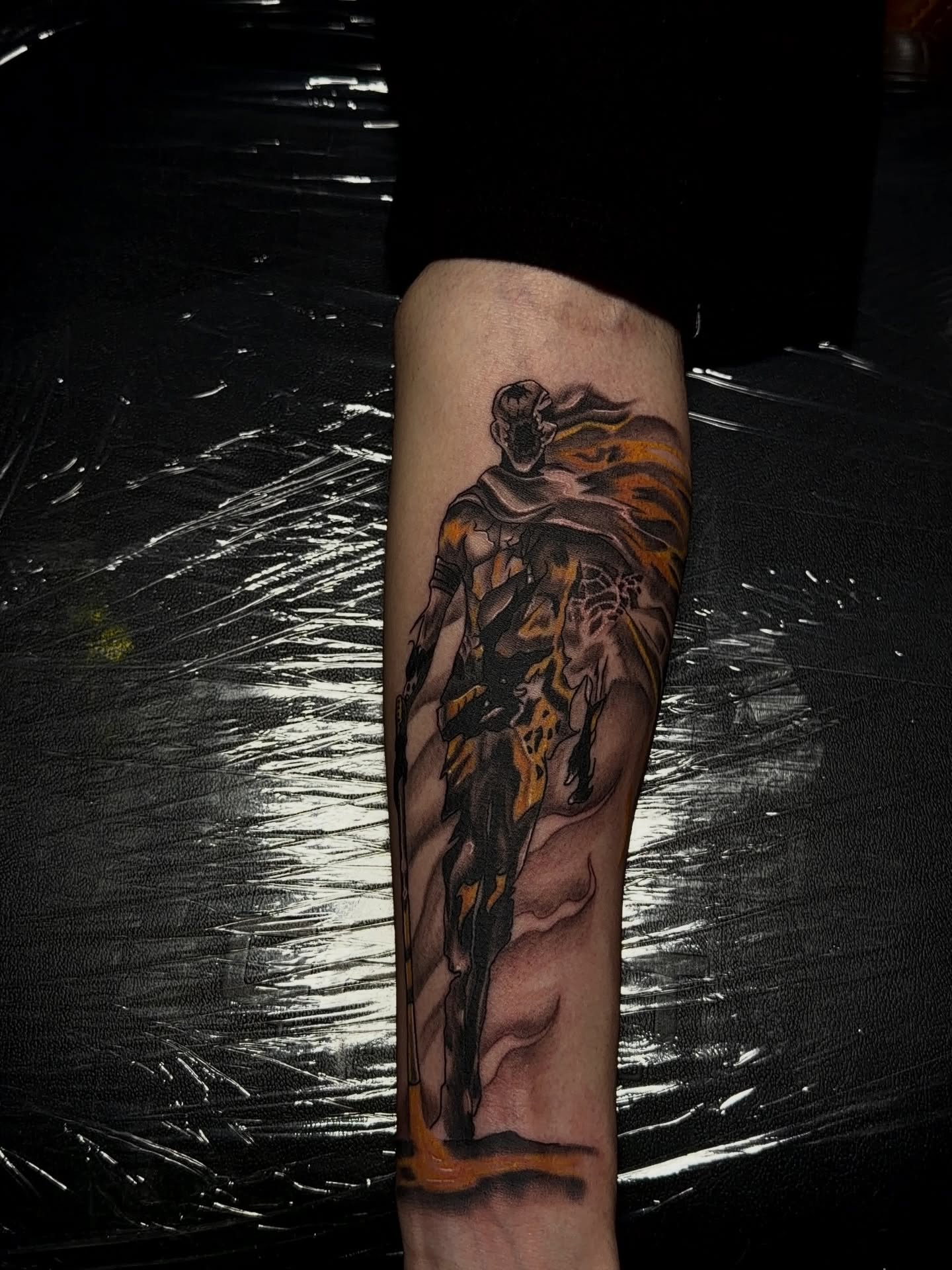 Warrior realism tattoo on the forearm by Denis Seregin