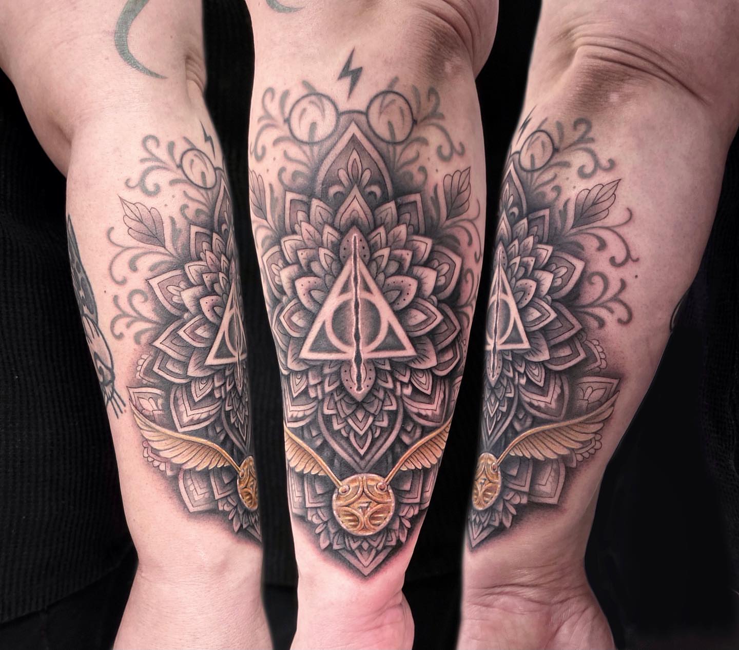 Tattoo by @paige.nicole.tattoos — geometric, black_and_grey