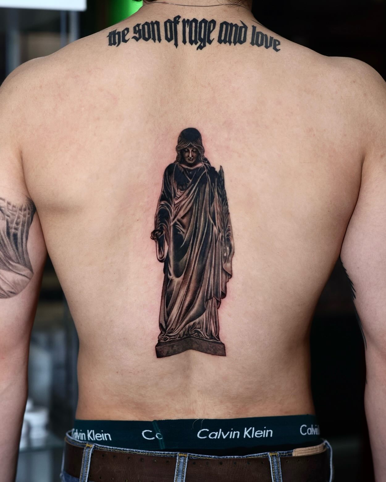 Statue realism tattoo on the back by Scott!!!