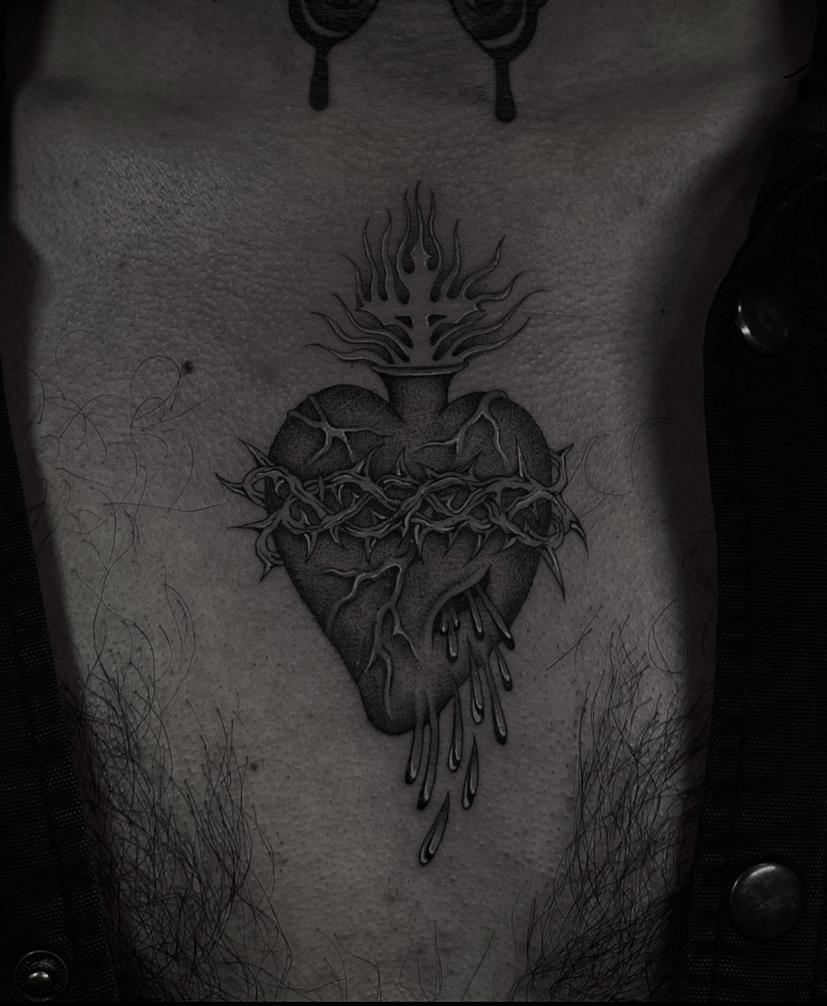 Tattoo by @dagger.eyes — black_and_grey, dark_realism