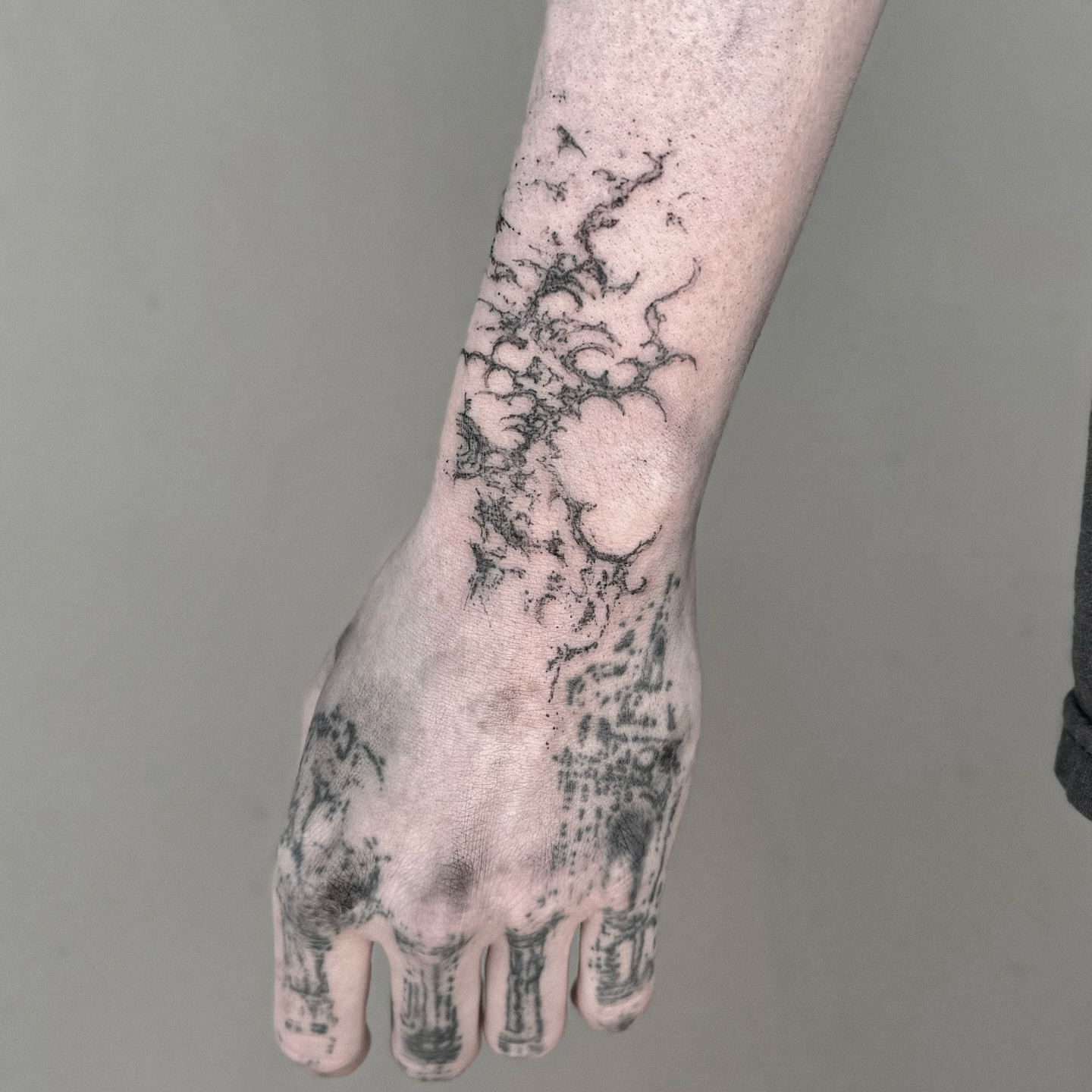Abstract cloud black and grey tattoo on the foot by ąʑཞąıą ཞąıŋ