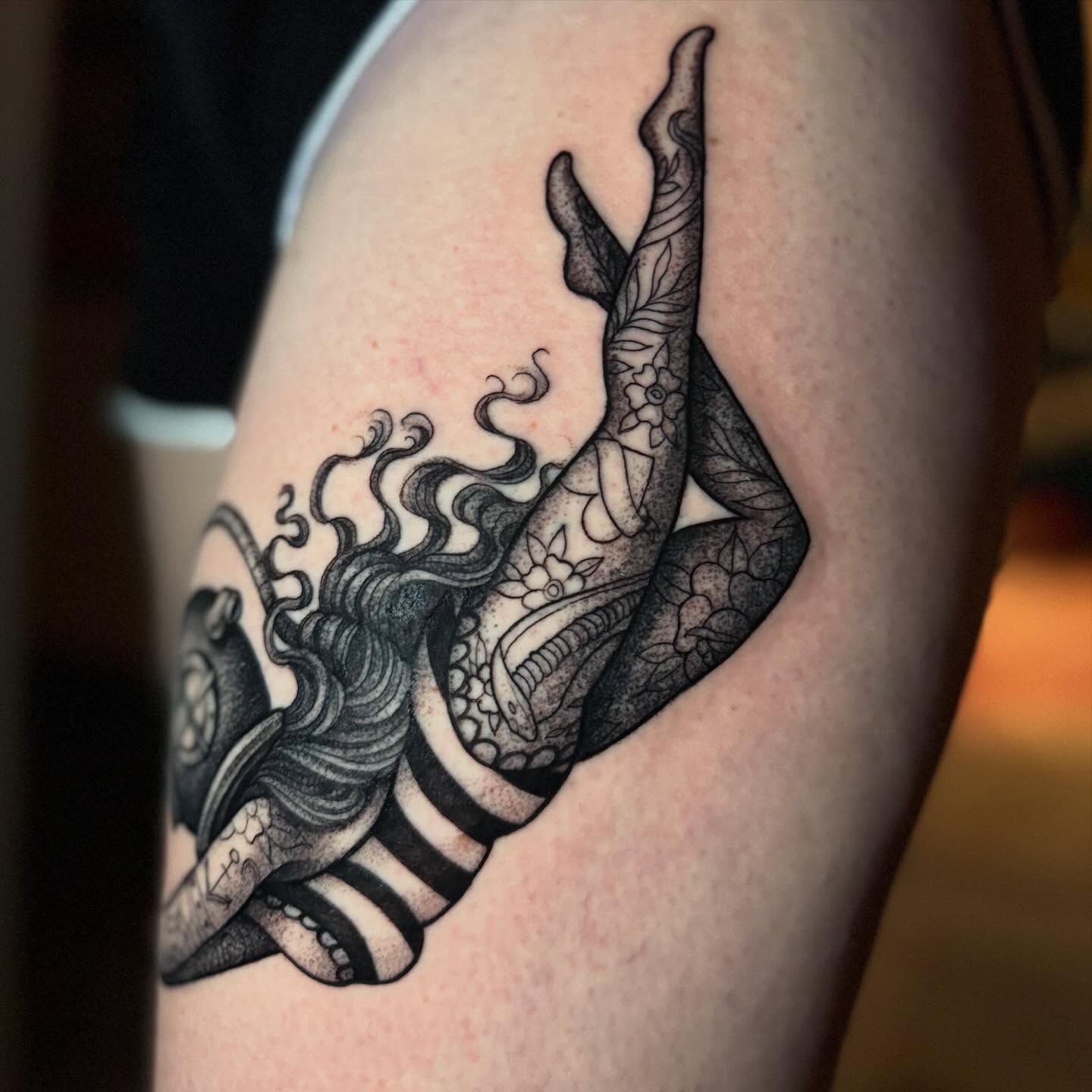Tattoo by @silkytattoos — black_and_grey