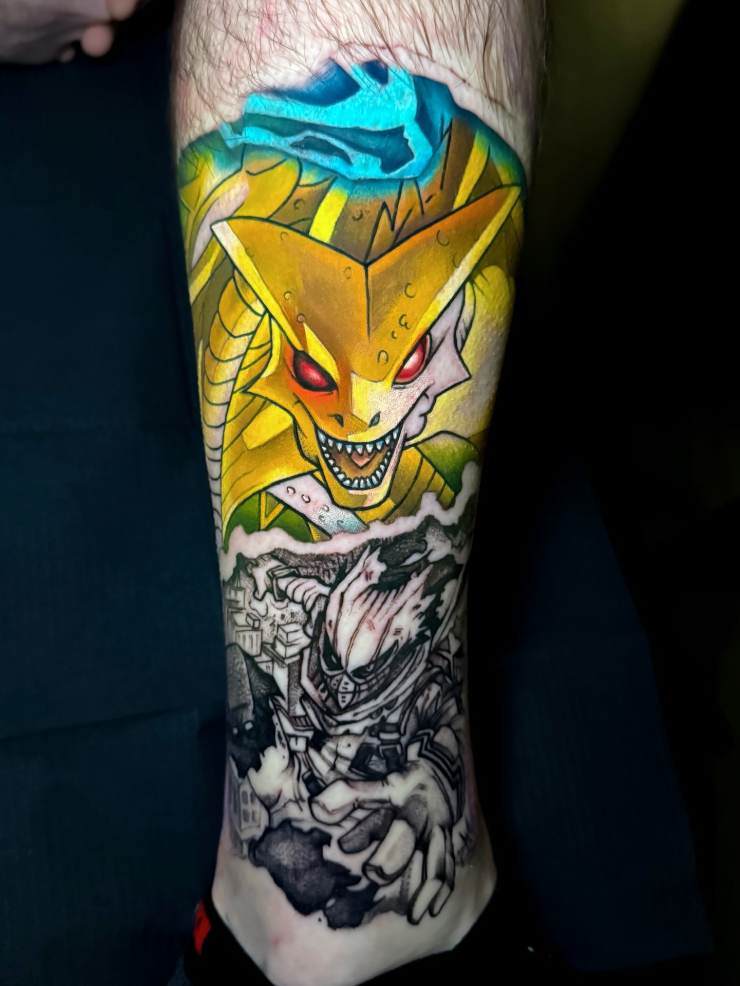 Monster anime tattoo on the forearm by Tattoo artist in Seattle, WA