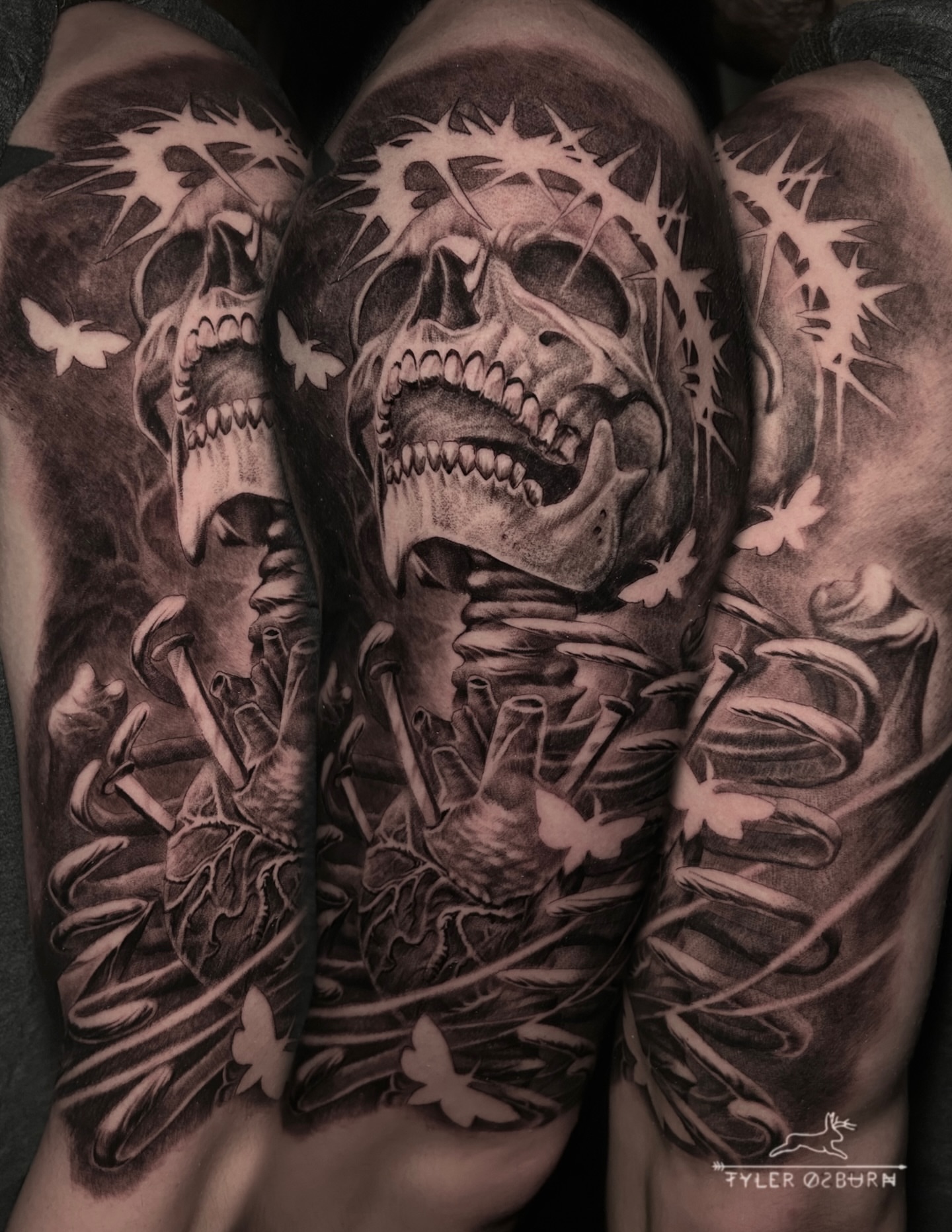 Tattoo by @shadesofpain1992 — black_and_grey, realism