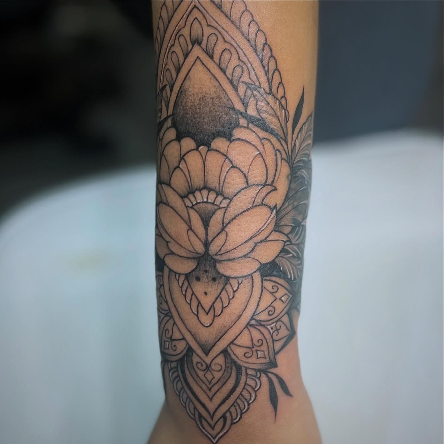 Tattoo by @rikki_mf_bobby — dotwork, ornamental